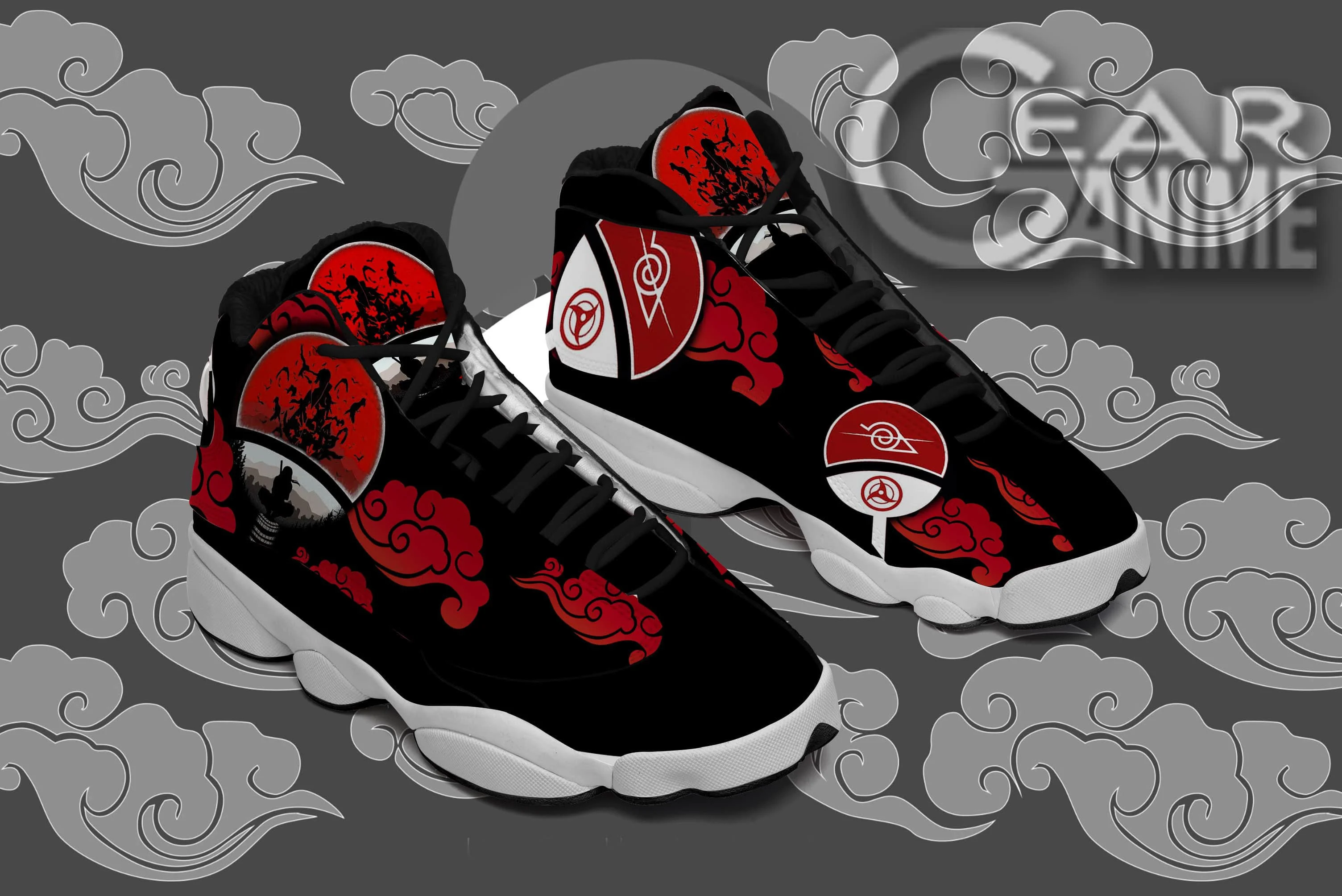 Uchiha itachi anime jordan 13 shoes custom symbols for naruto fans