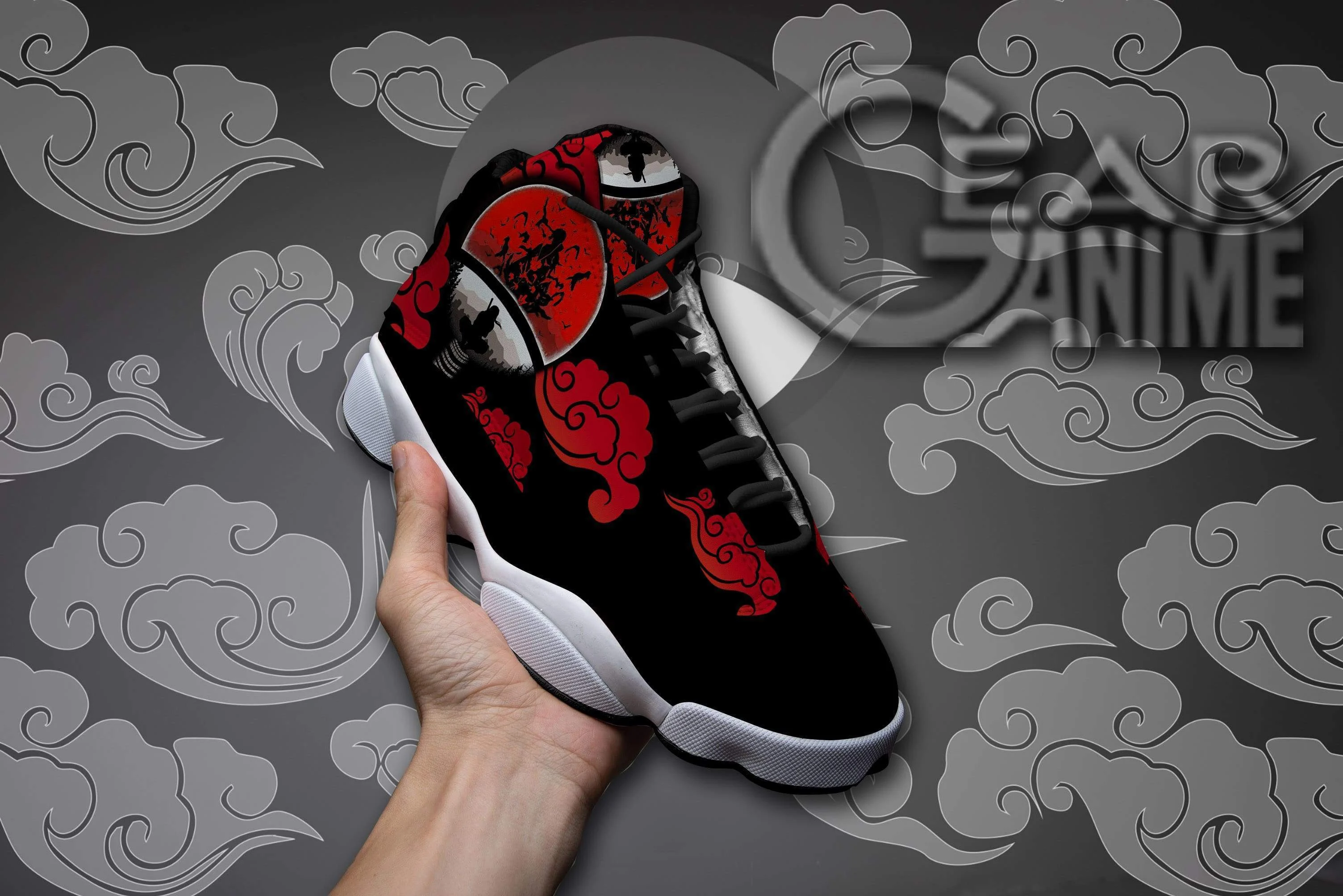 Uchiha itachi anime jordan 13 shoes custom symbols for naruto fans