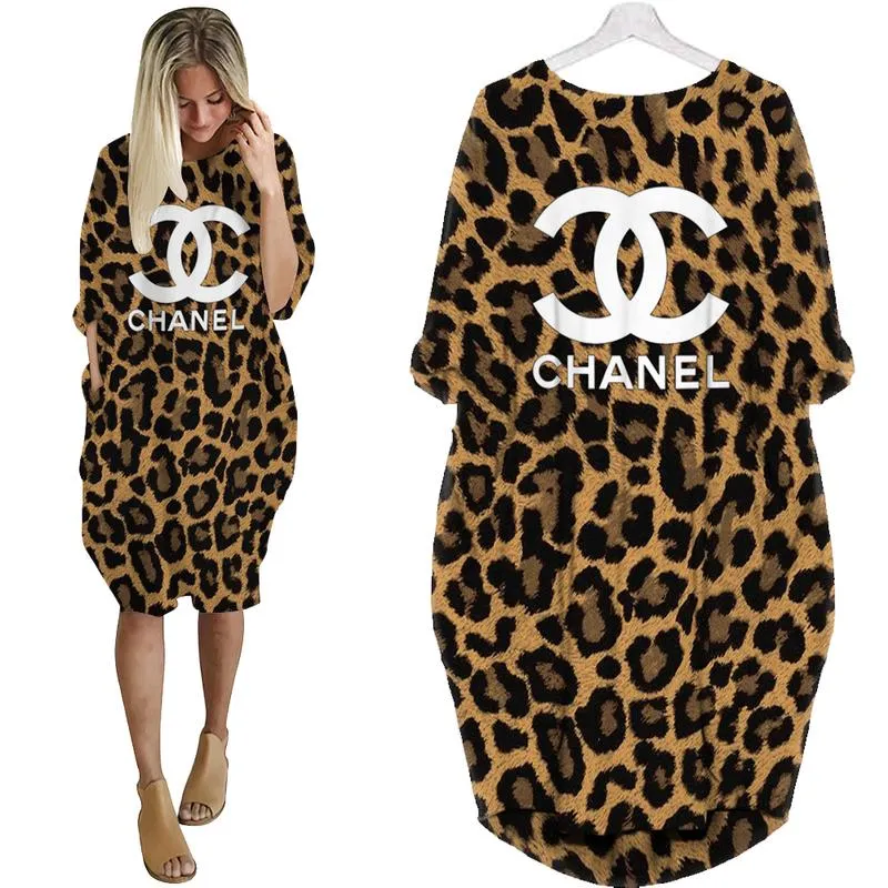 Chanel Leopard Batwing Pocket Dress Luxury Brand Clothing Clothes Outfit For Women Hot 2023