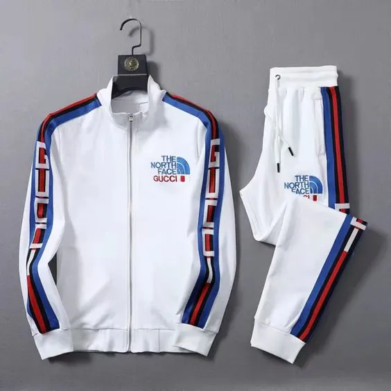 White Gucci Varsity Tracksuit Set Luxury Brand For Men And Women