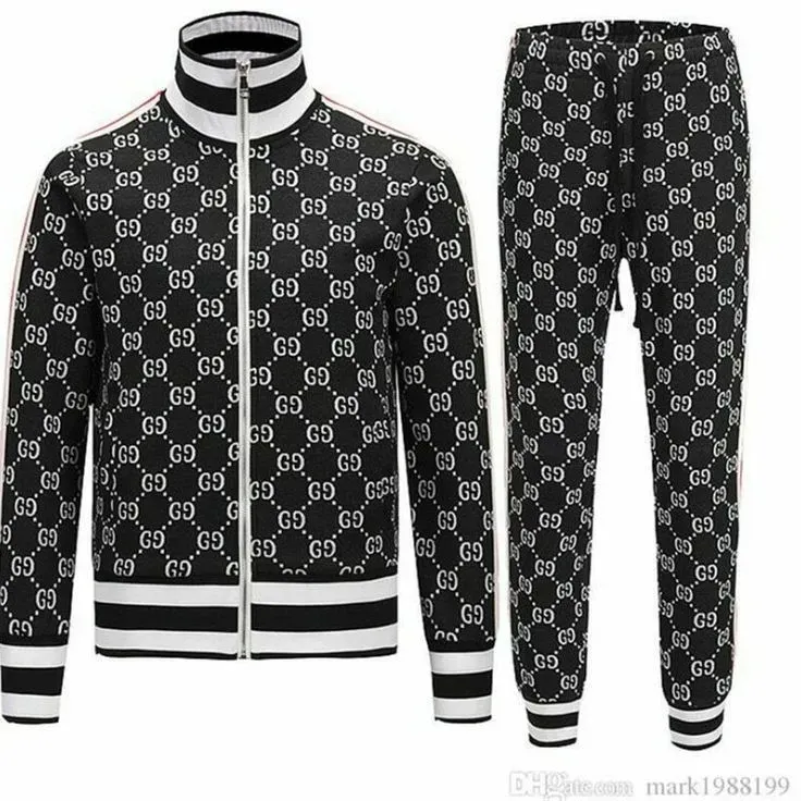 Black Gucci Premium Varsity Tracksuit Set Luxury Brand For Men And Women