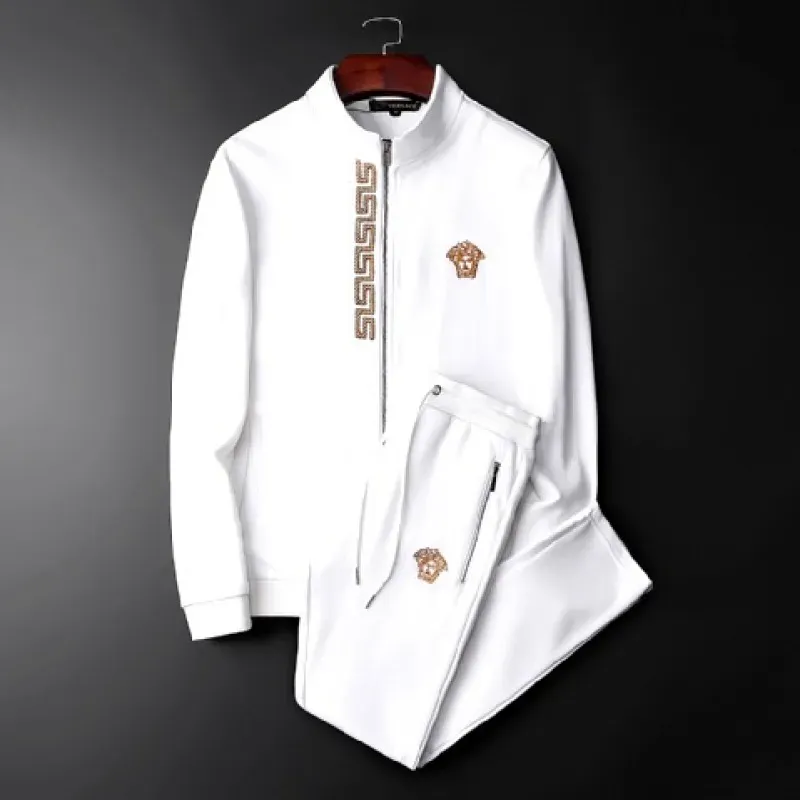 White Versace Premium Varsity Tracksuit Set Luxury Brand For Men And Women