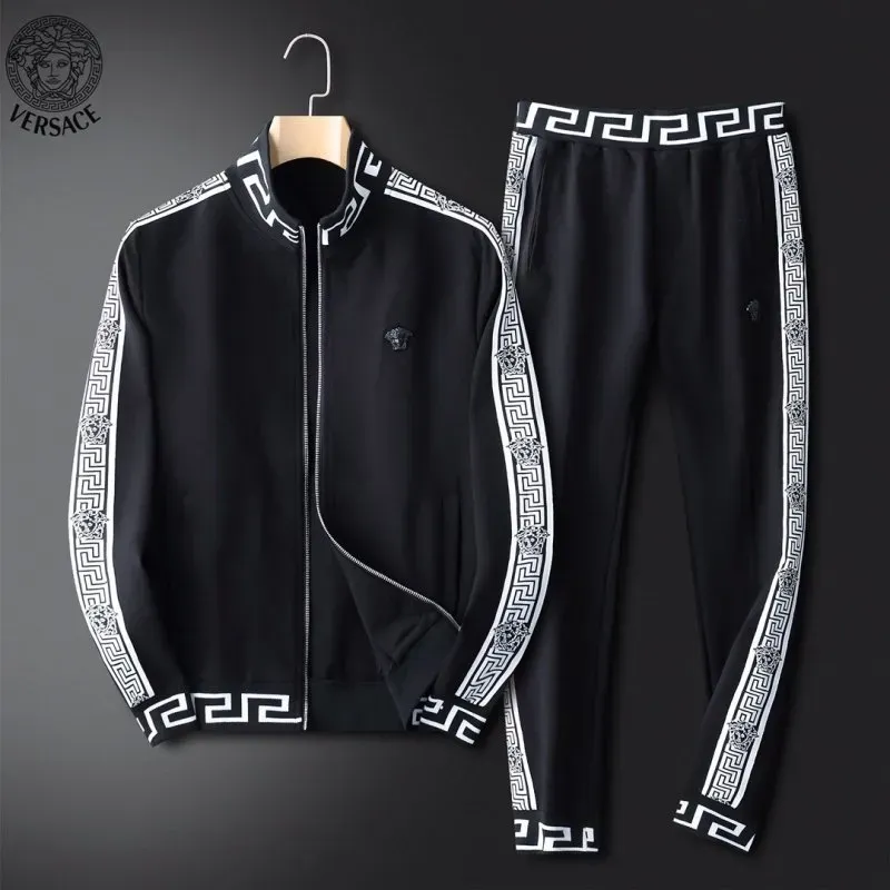 Black Versace Premium Varsity Tracksuit Set Luxury Brand For Men And Women