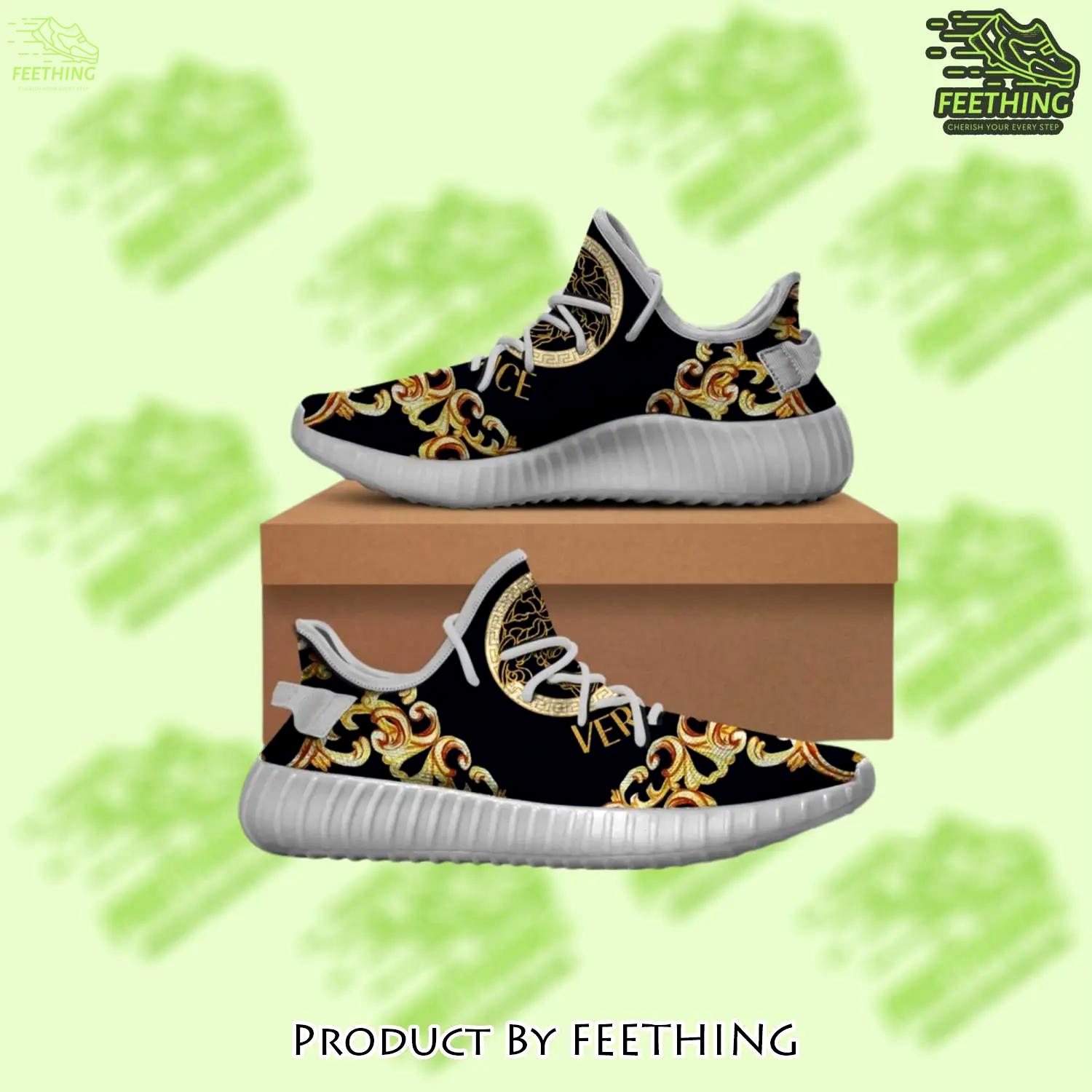 Buy gianni versace black gold yeezy boost shoes sport sneakers best for men women 47 yzes - ft-ys-395306