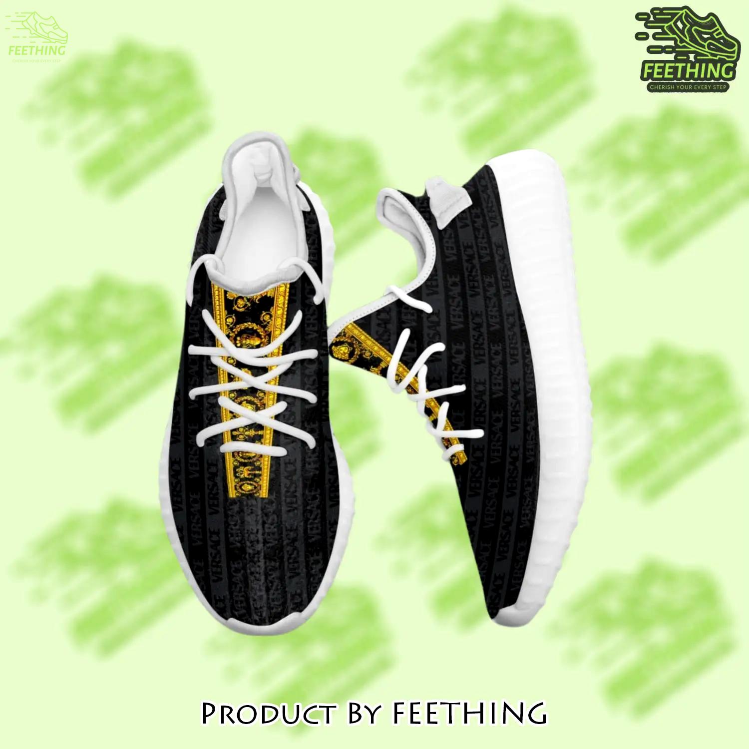 Buy gianni versace black gold yeezy boost shoes sport sneakers best for men women 49 yzes - ft-ys-256841