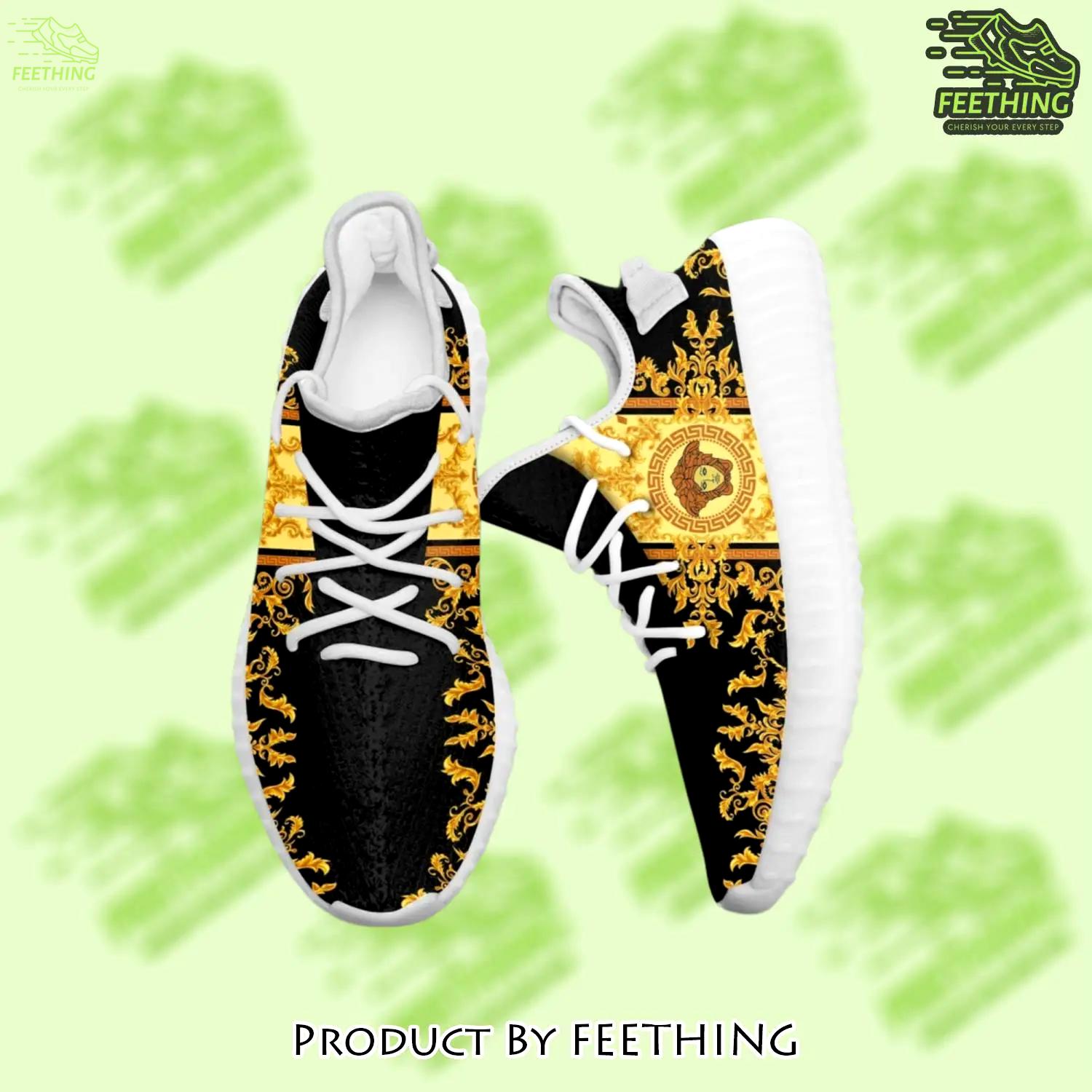 Buy gianni versace black gold yeezy boost shoes sport sneakers best for men women 50 yzes - ft-ys-546390