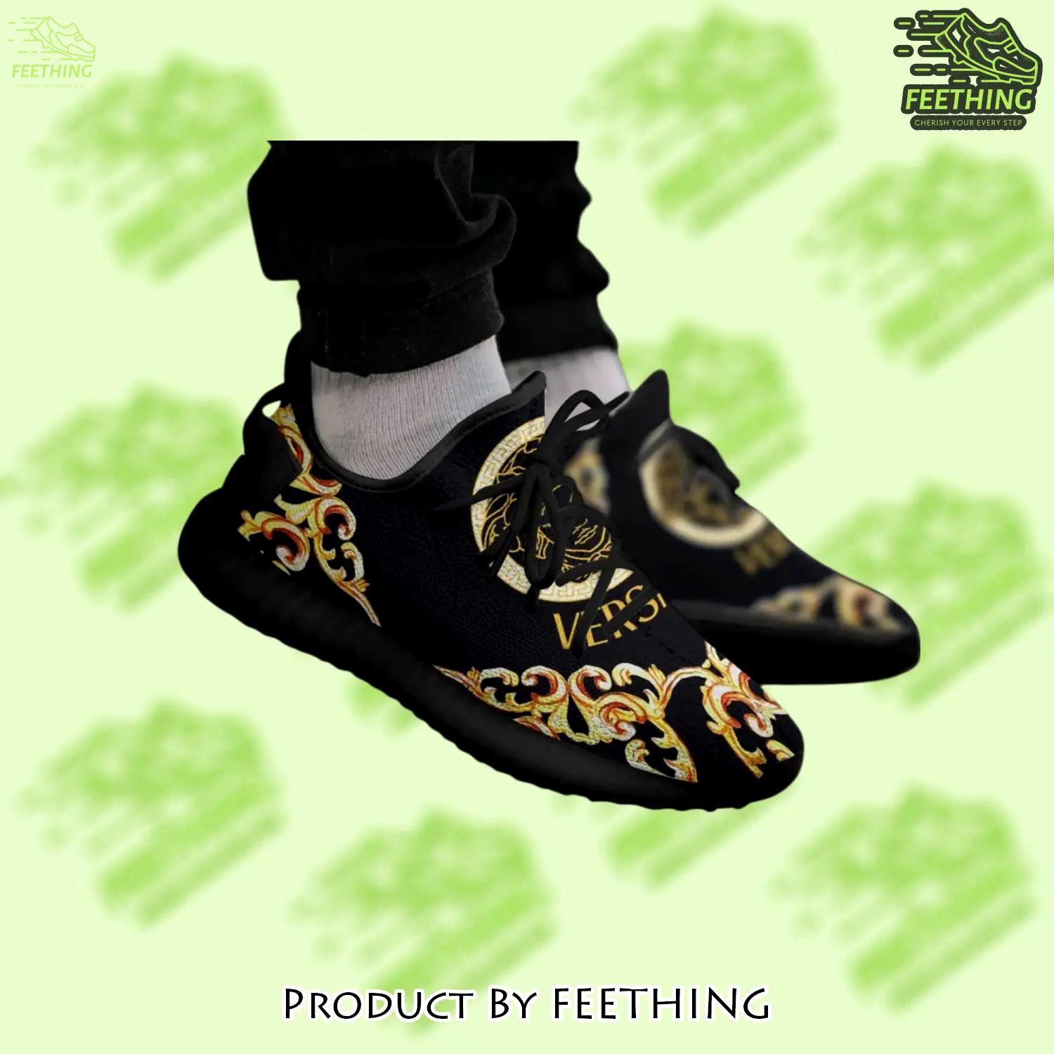 Buy gianni versace black gold yeezy boost shoes sport sneakers best for men women 52 yzes - ft-ys-481202