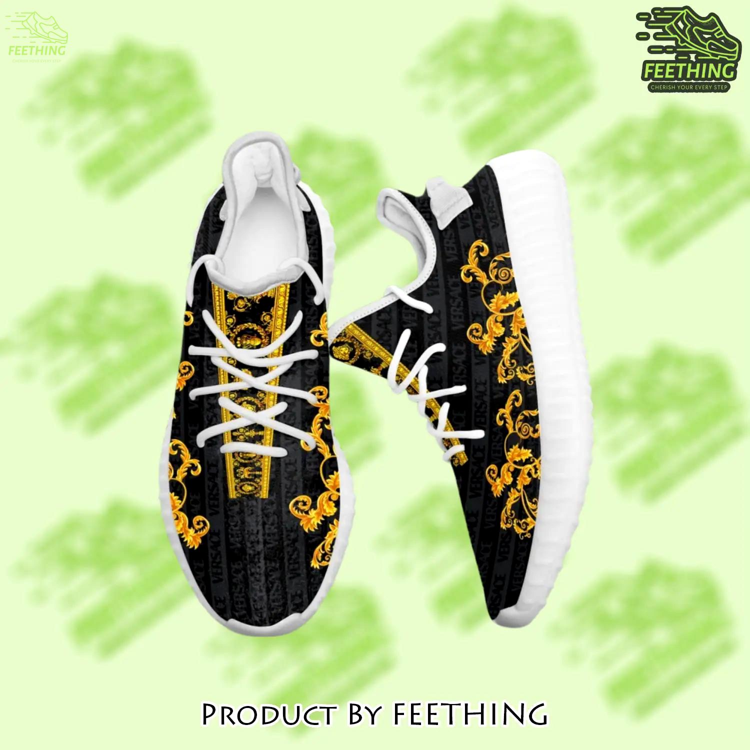 Buy gianni versace black gold yeezy boost shoes sport sneakers best for men women 54 yzes - ft-ys-445528