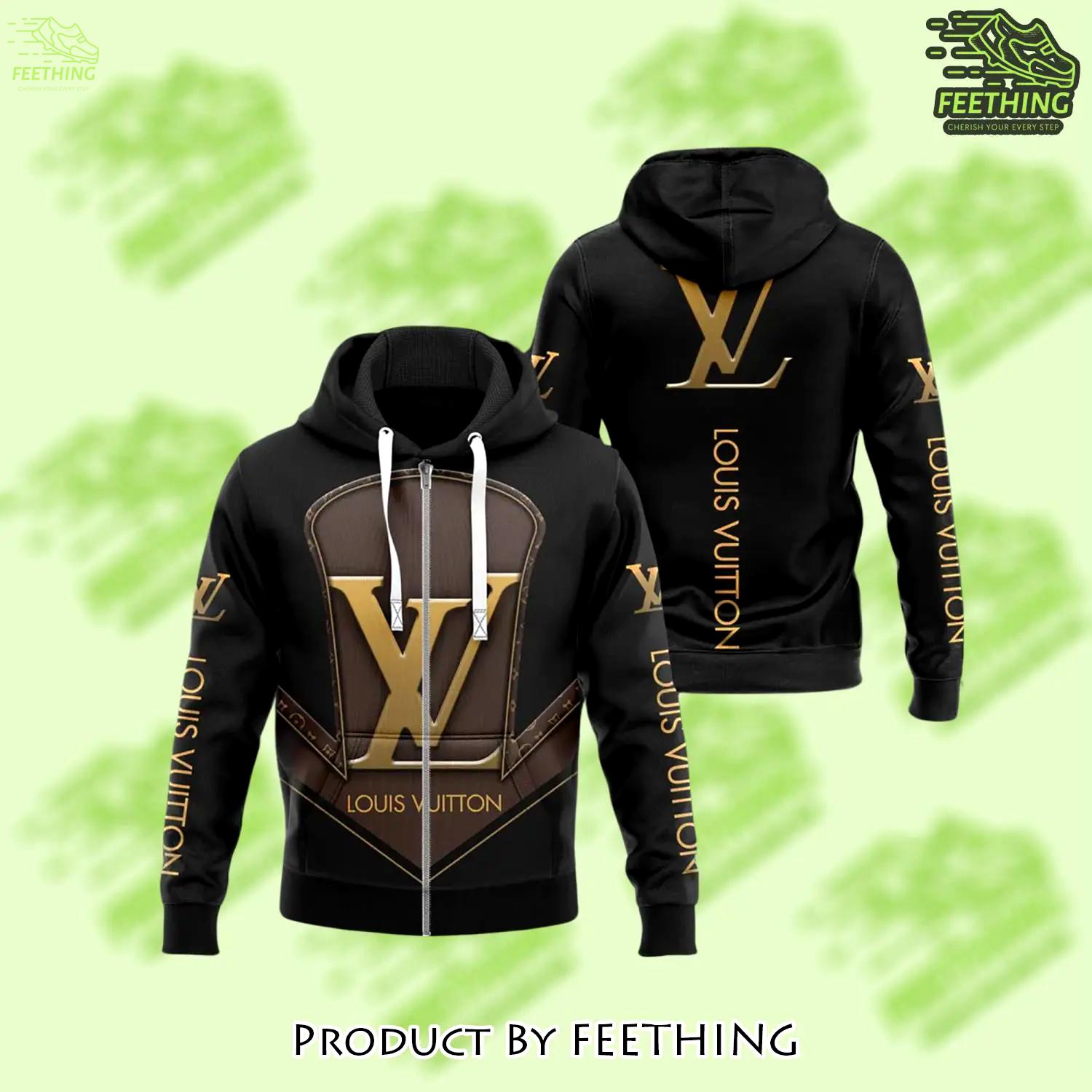 Louis vuitton black brown unisex zipper hoodie for men women luxury brand - ft-zh-944192