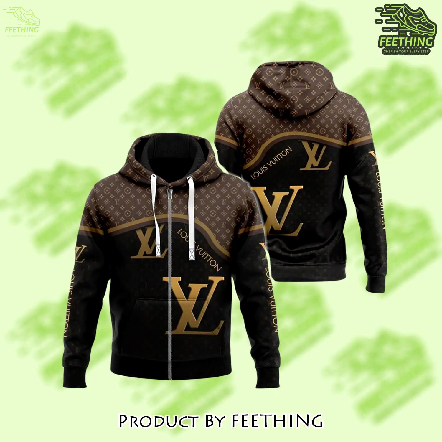 Louis vuitton black brown unisex zipper hoodie for men women luxury brand u5q - ft-zh-178766