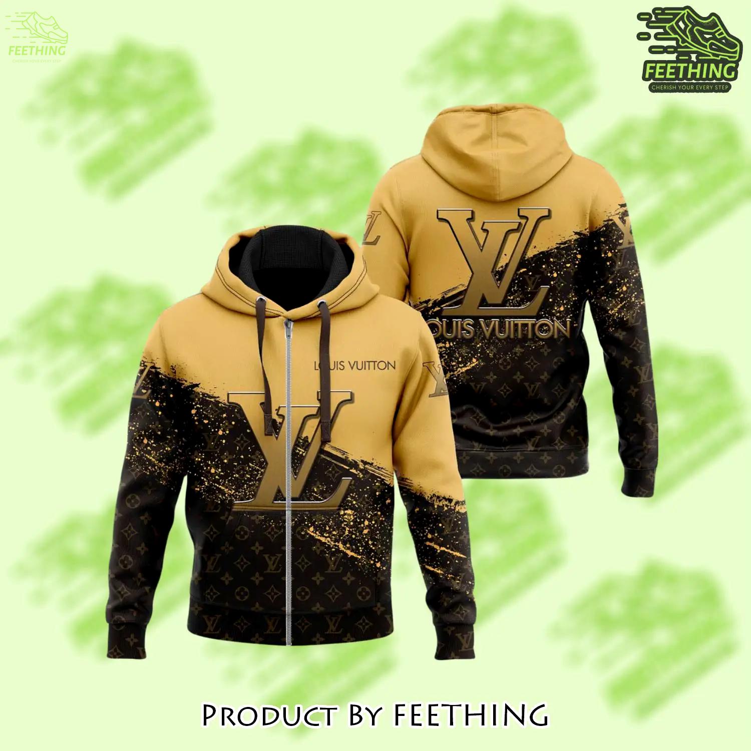 Louis vuitton black brown unisex zipper hoodie premium outfit for men women luxury brand - ft-zh-367790