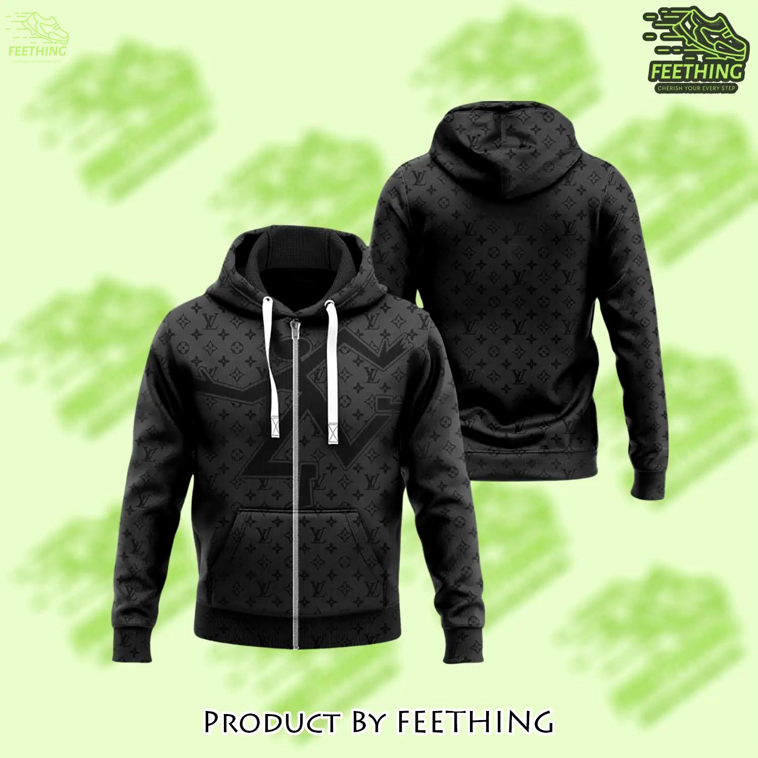Louis vuitton black unisex zipper hoodie for men women luxury brand - ft-zh-371794