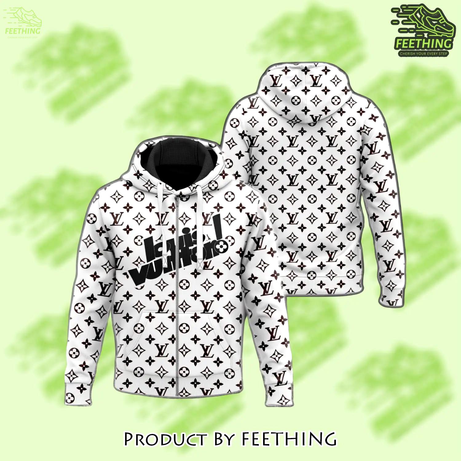 Louis vuitton black white unisex zipper hoodie outfit for men women luxury brand - ft-zh-418289