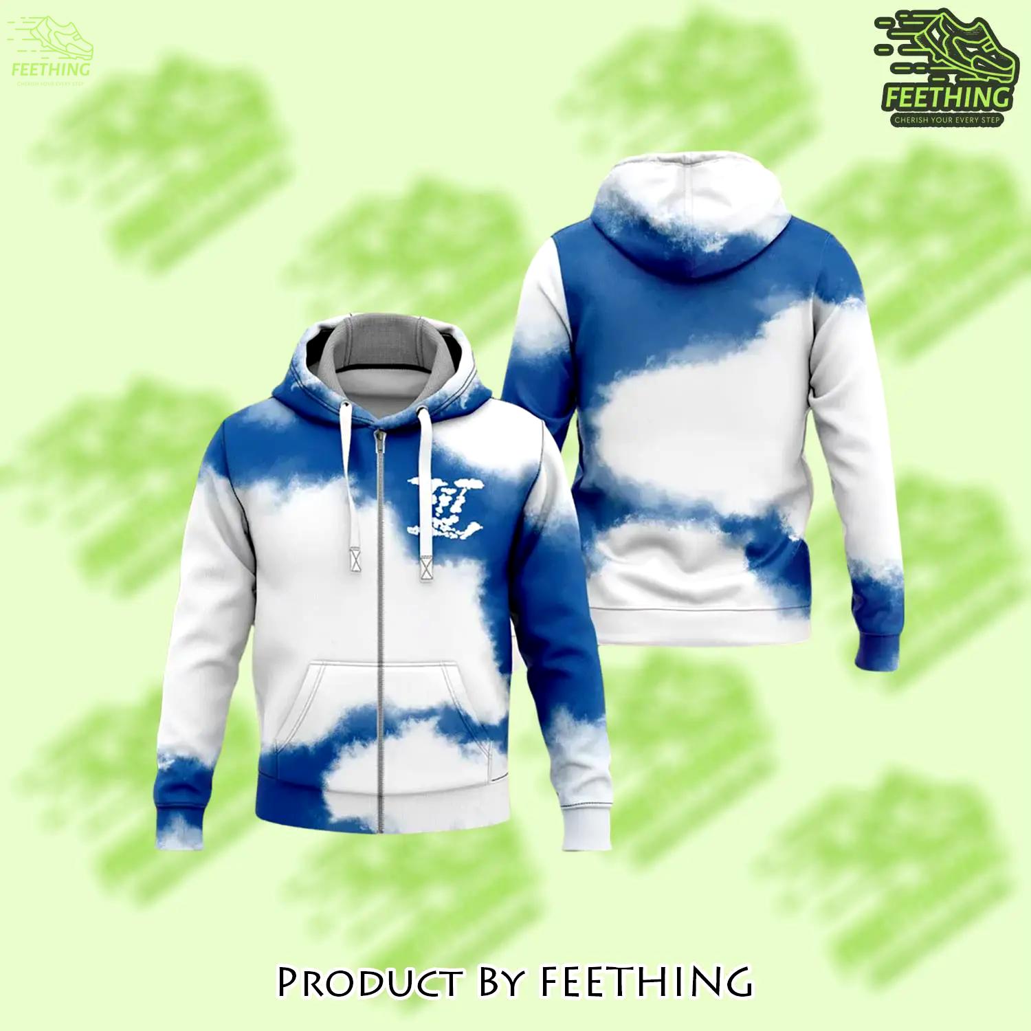 Louis vuitton blue white unisex zipper hoodie for men women luxury brand - ft-zh-581075