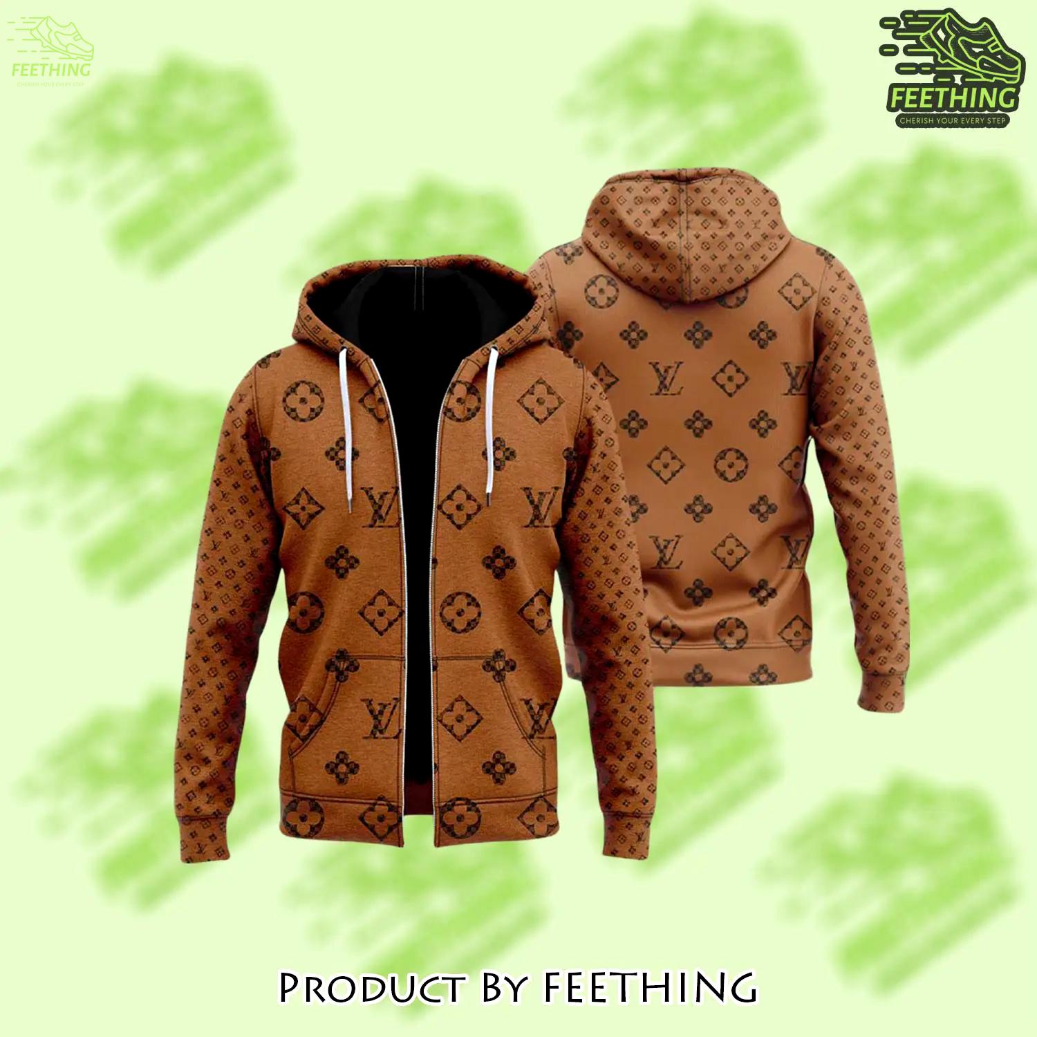 Louis vuitton bronze unisex zipper hoodie for men women luxury brand - ft-zh-851496
