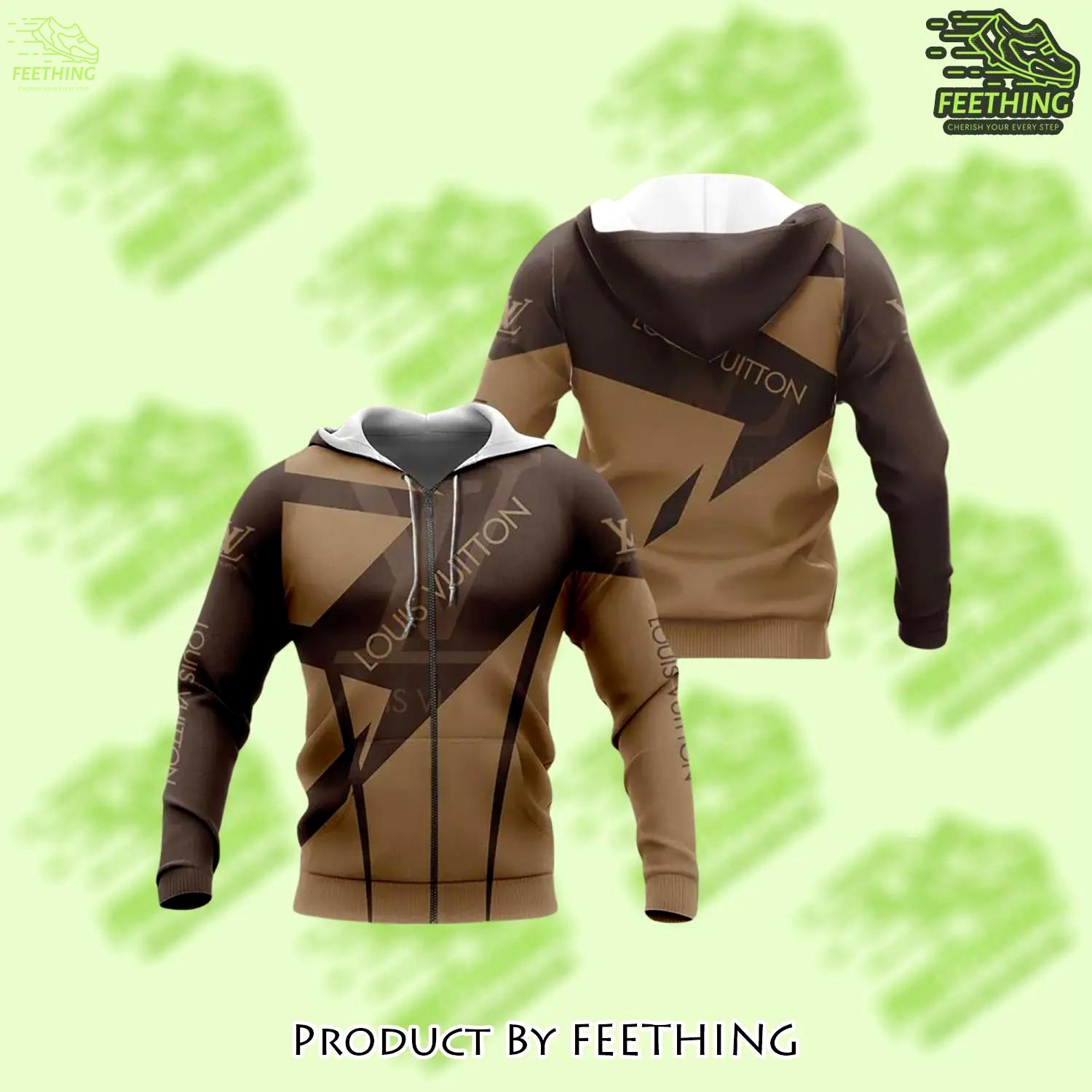 Louis vuitton brown bronze unisex zipper hoodie for men women luxury brand - ft-zh-757043