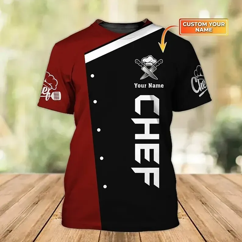 Chef For Men, Personalized Name Custom Chef Cook Gift, Gift For Chef 3D All Over Print T-Shirt Sizes S-5XL