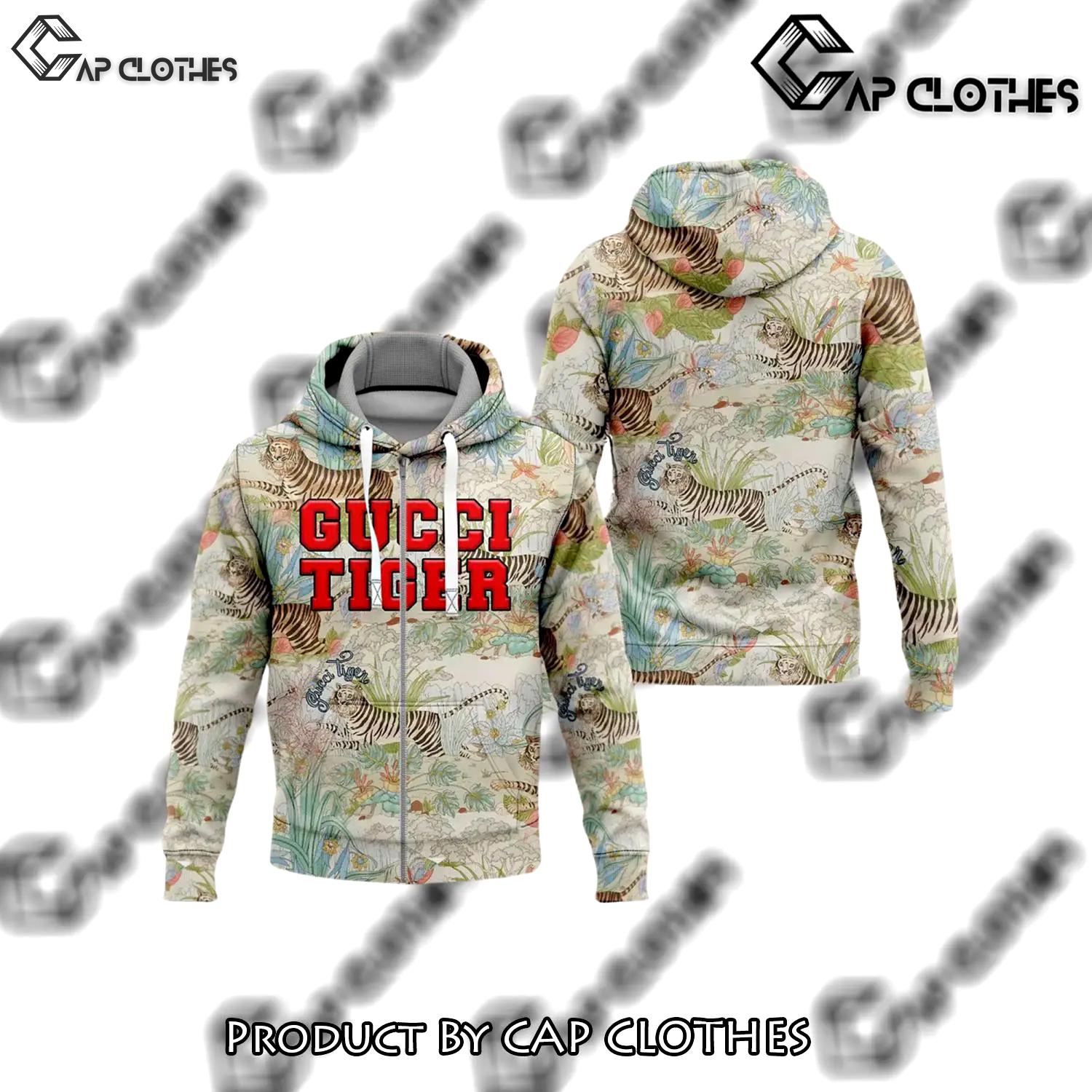 Gucci tiger flower unisex zipper hoodie for men women luxury brand - cc-zh-542739