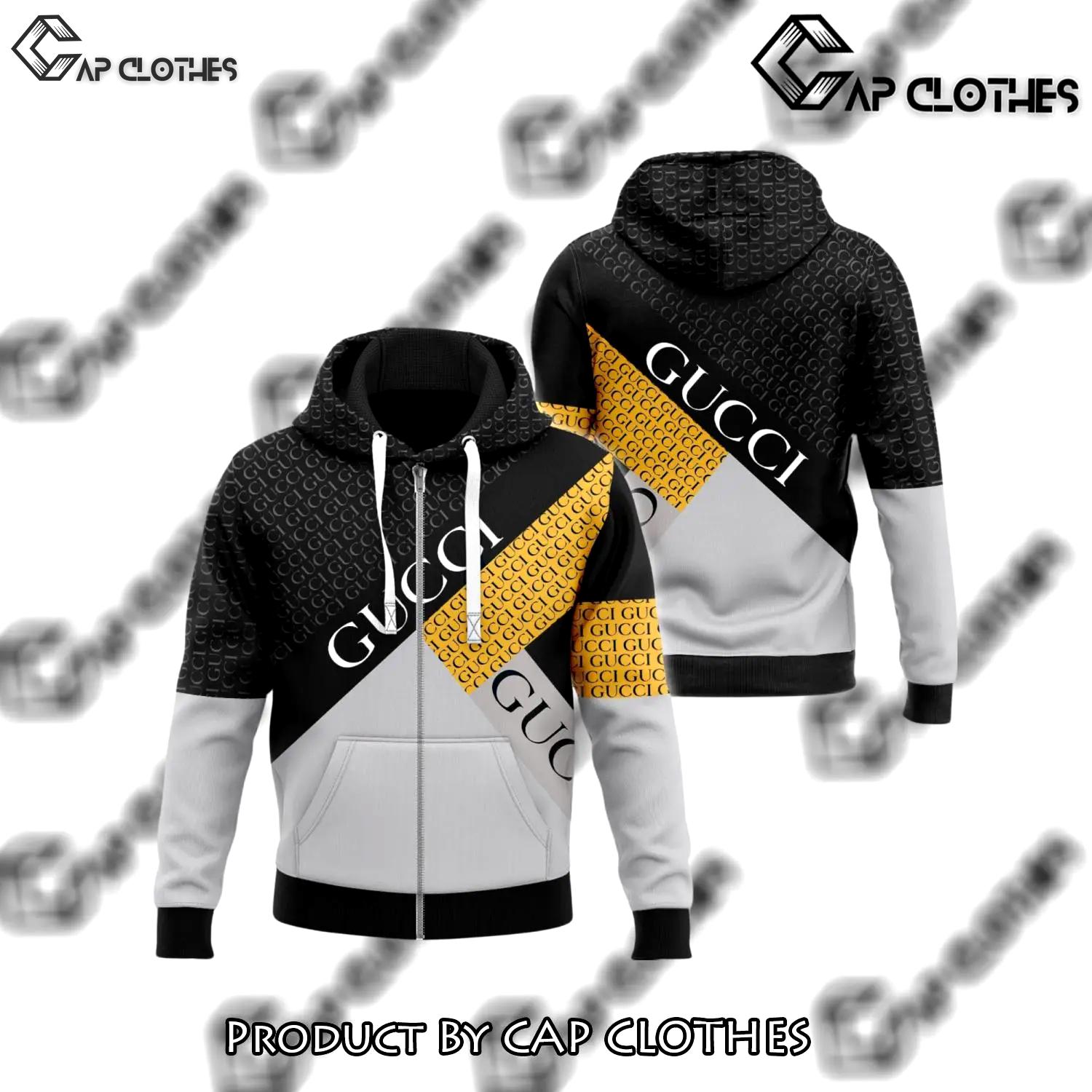 Gucci yellow black unisex zipper hoodie for men women luxury brand - cc-zh-666863