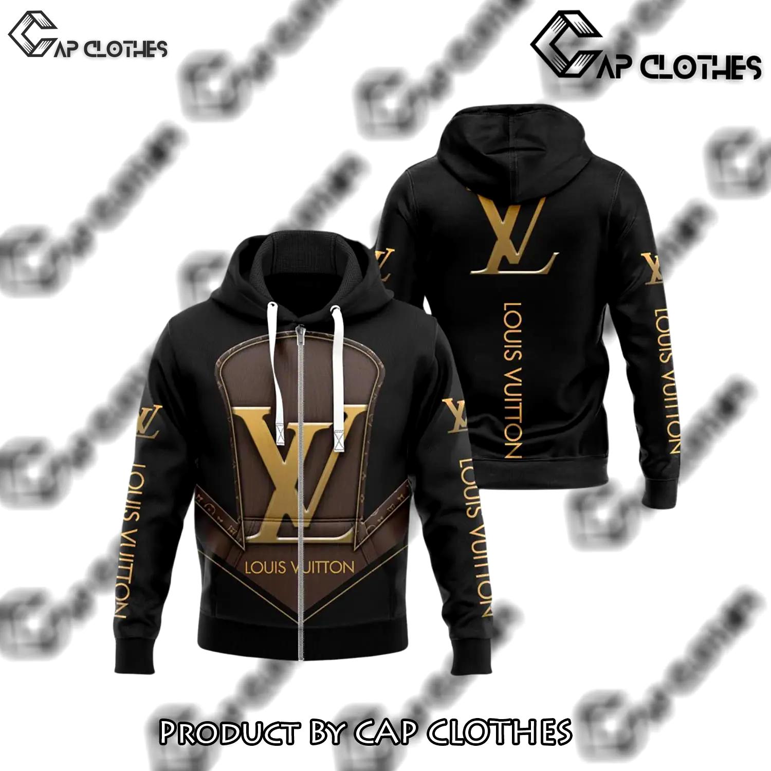 Louis vuitton black brown unisex zipper hoodie for men women luxury brand - cc-zh-854764