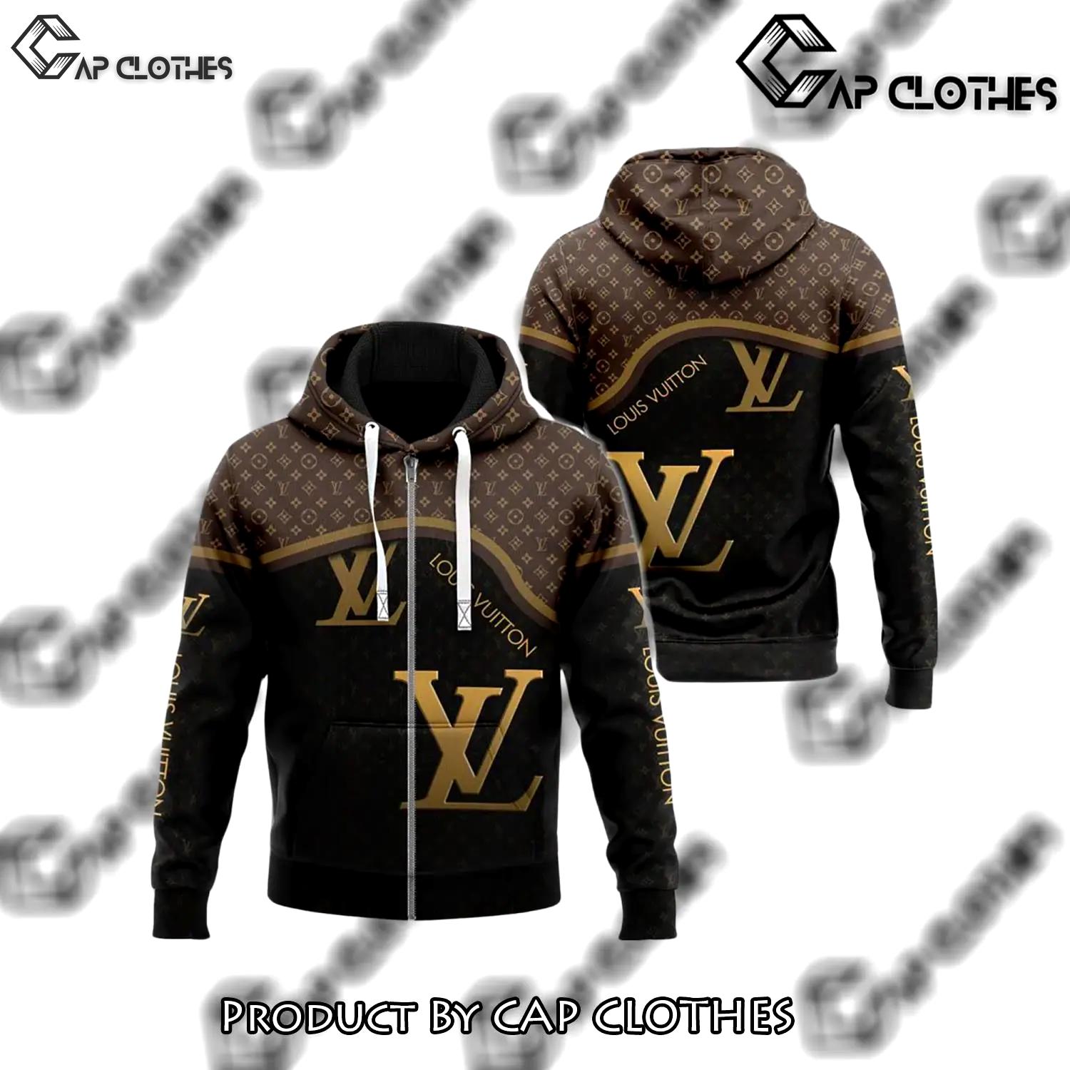Louis vuitton black brown unisex zipper hoodie for men women luxury brand u5q - cc-zh-607102