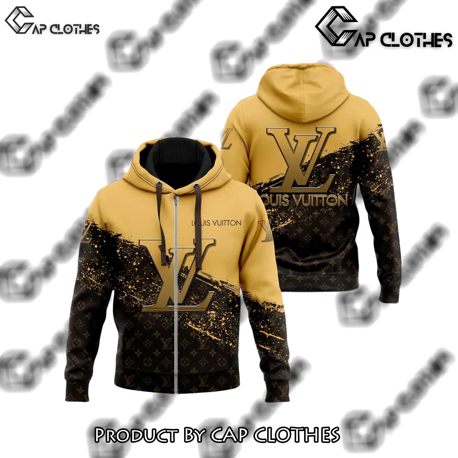 Louis vuitton black brown unisex zipper hoodie premium outfit for men women luxury brand - cc-zh-643633