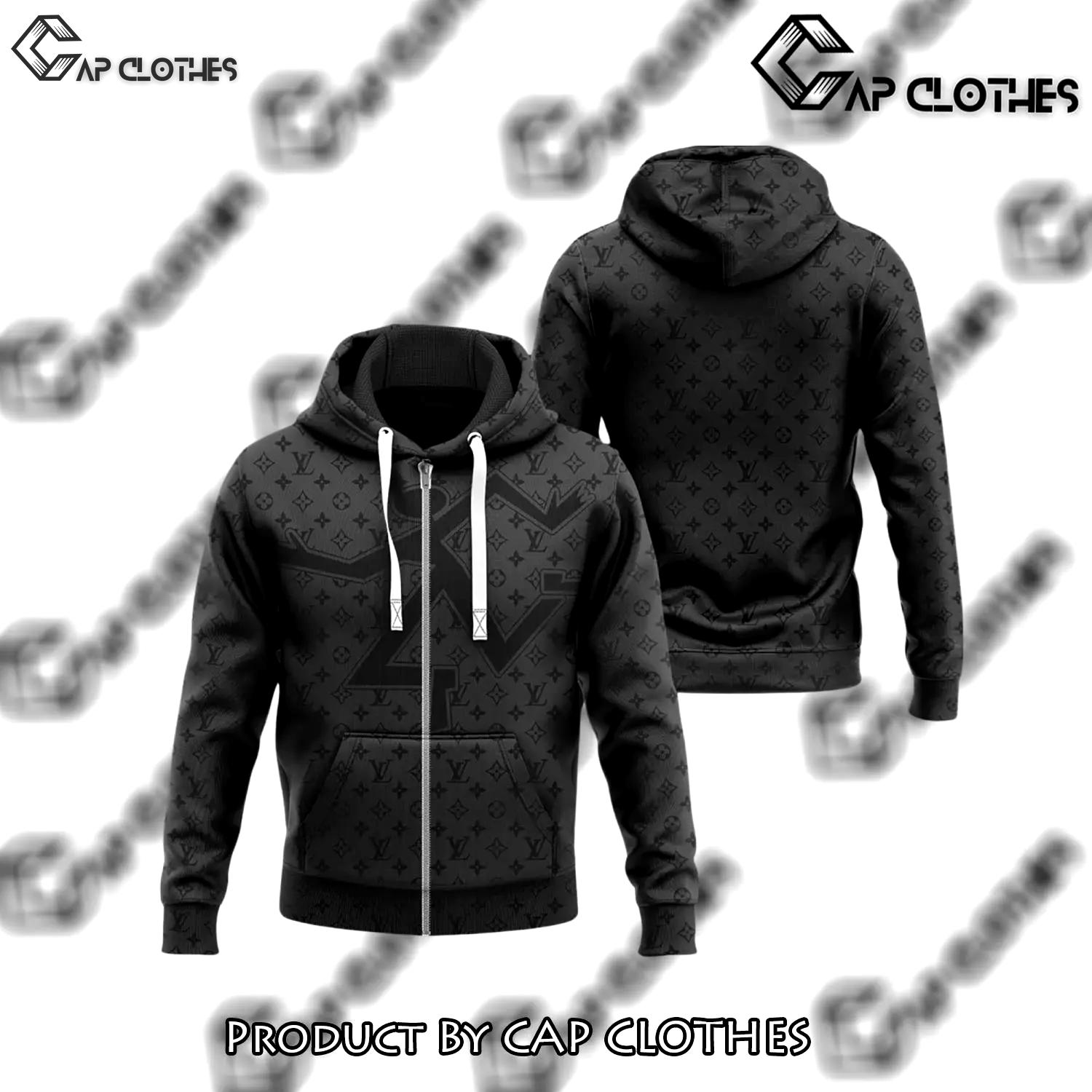 Louis vuitton black unisex zipper hoodie for men women luxury brand - cc-zh-152311