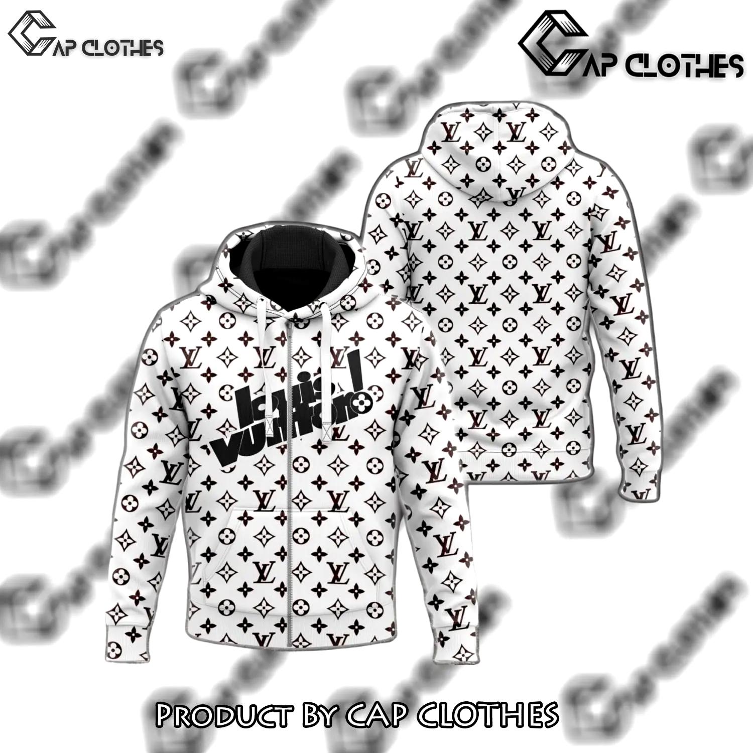 Louis vuitton black white unisex zipper hoodie outfit for men women luxury brand - cc-zh-706721