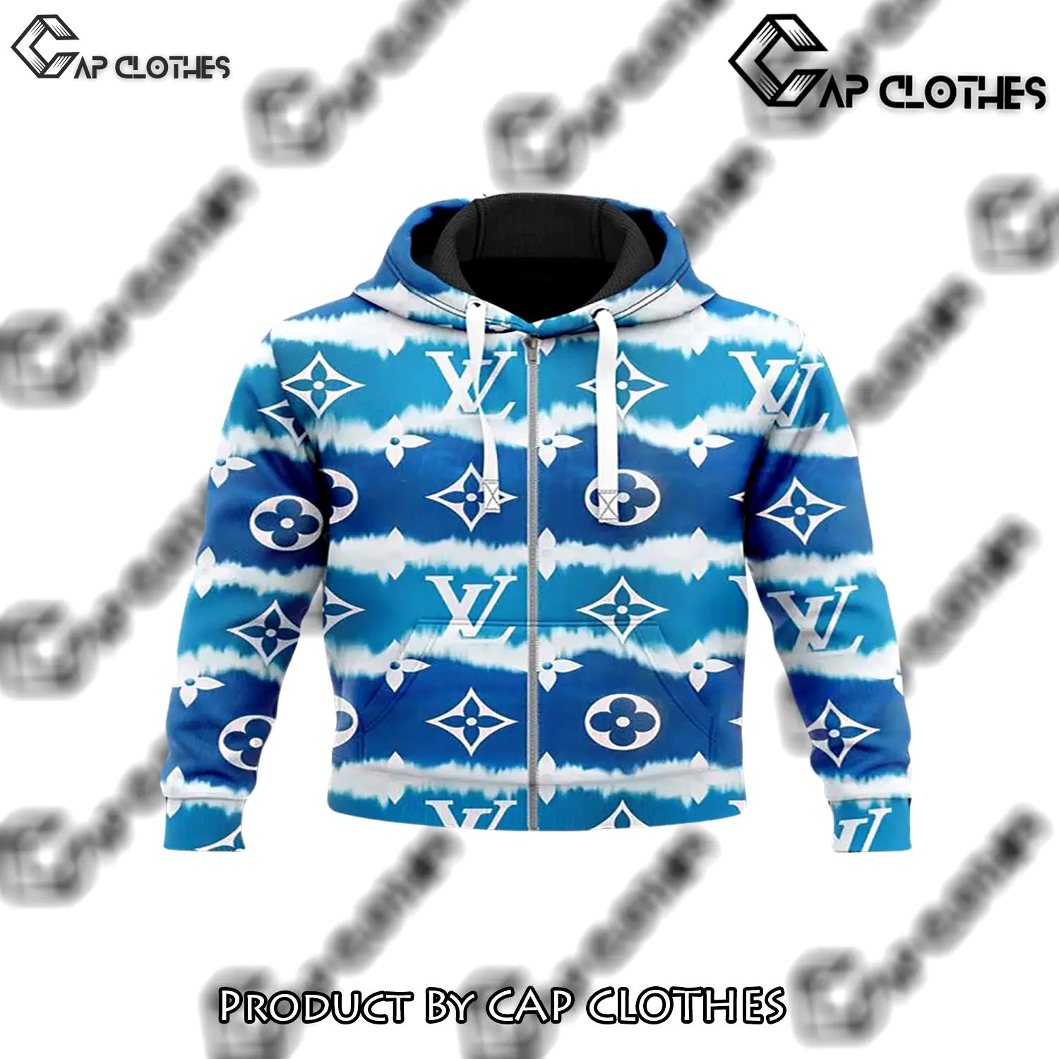 Louis vuitton blue unisex zipper hoodie for men women luxury brand - cc-zh-581602