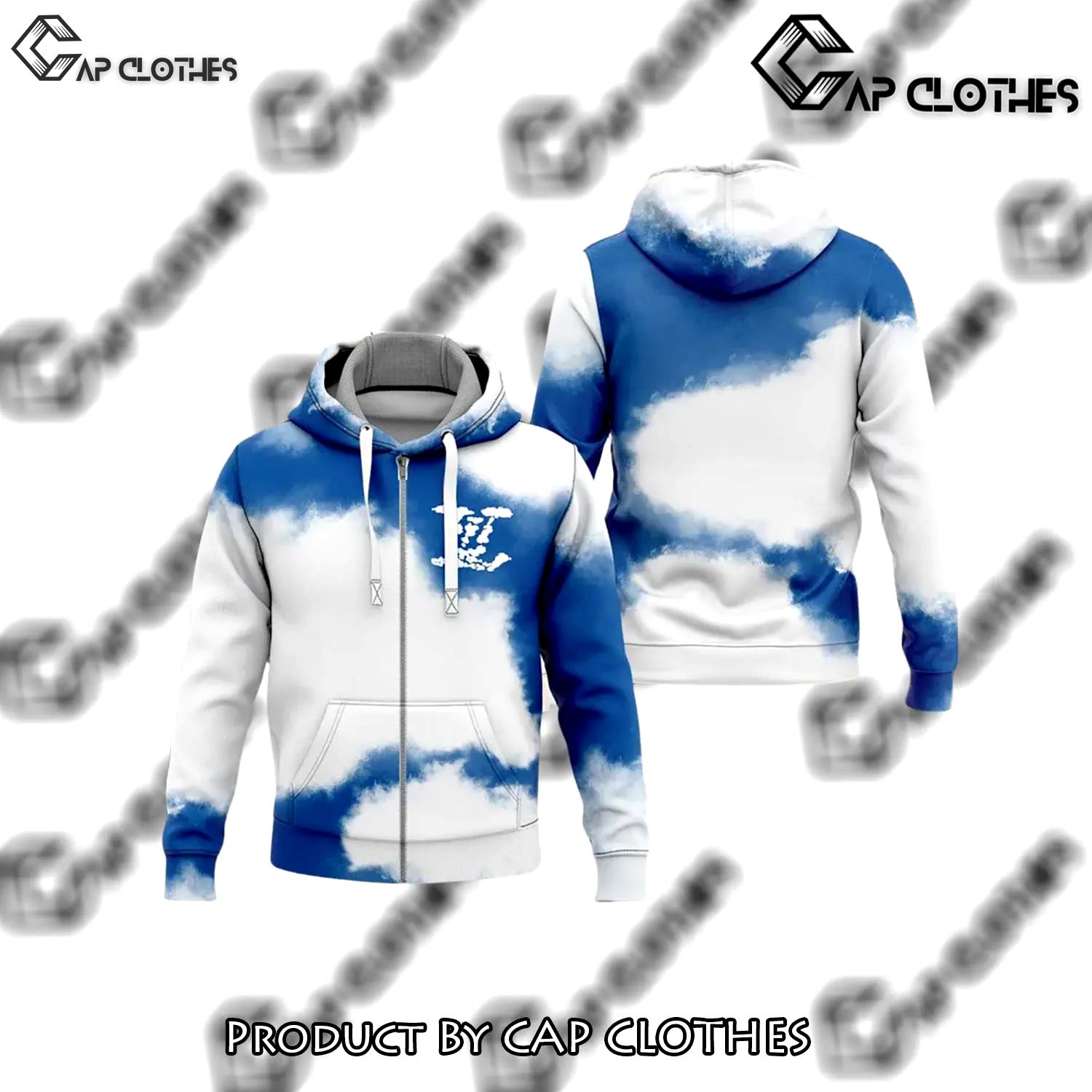 Louis vuitton blue white unisex zipper hoodie for men women luxury brand - cc-zh-308544