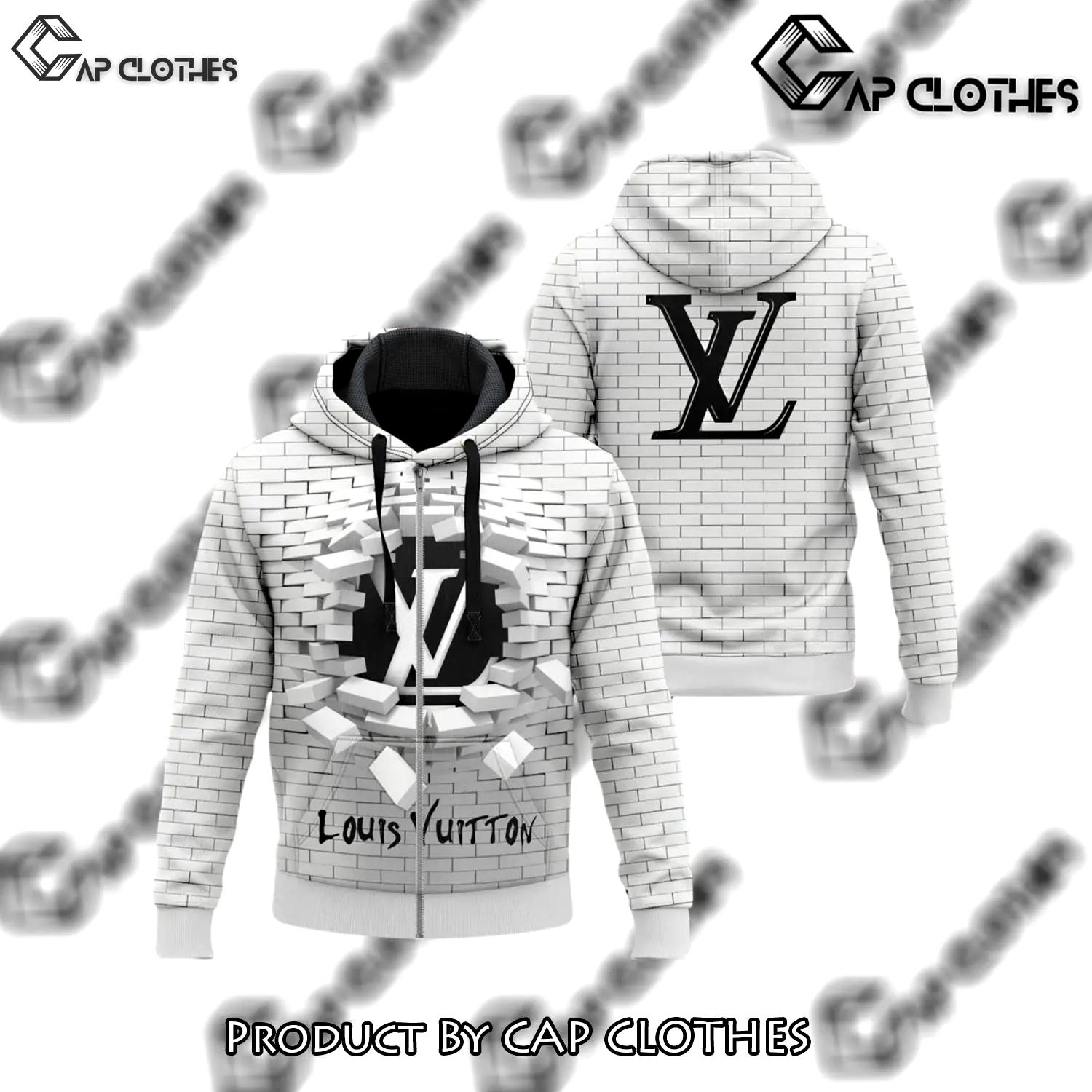 Louis vuitton broken wall white unisex zipper hoodie for men women luxury brand - cc-zh-587929