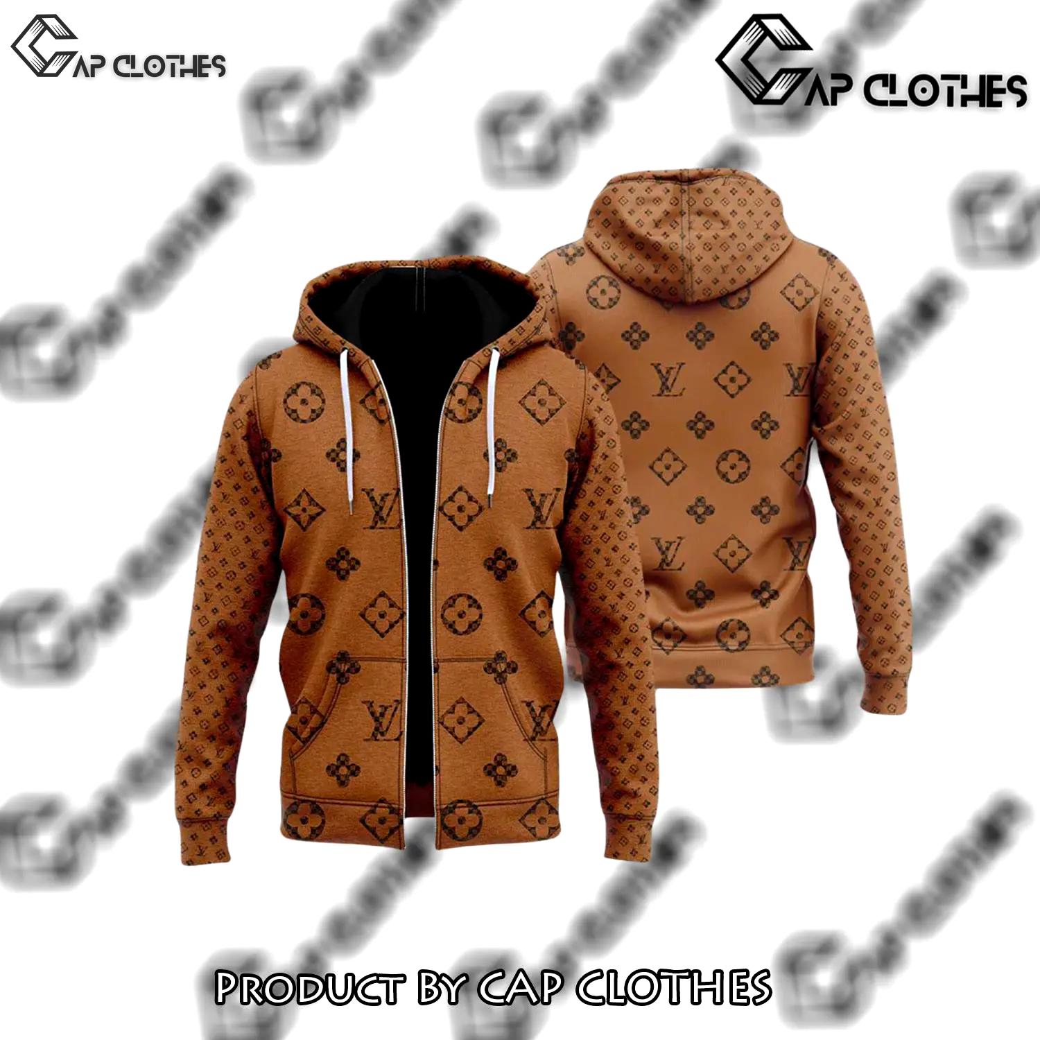 Louis vuitton bronze unisex zipper hoodie for men women luxury brand - cc-zh-123193