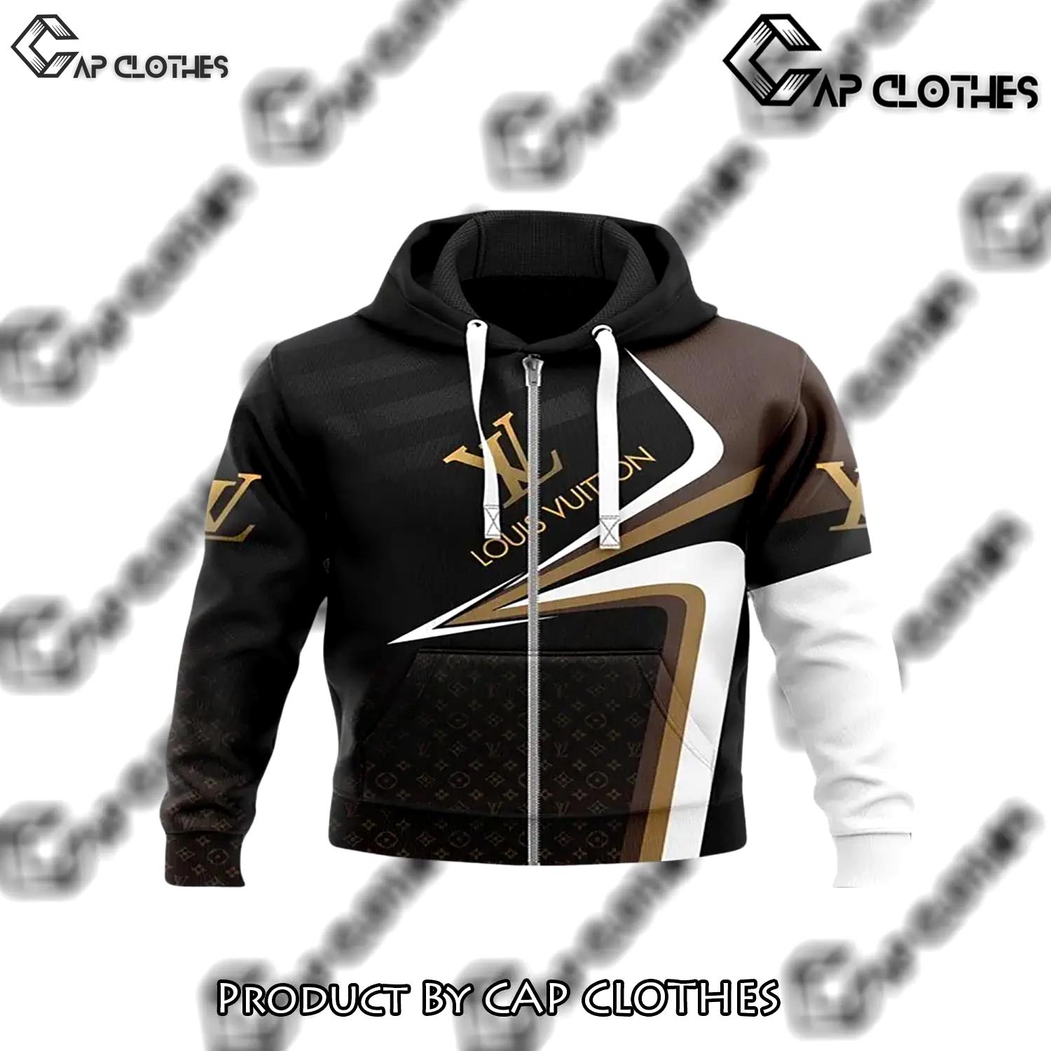 Louis vuitton brown black white unisex zipper hoodie outfit for men women luxury brand - cc-zh-452800
