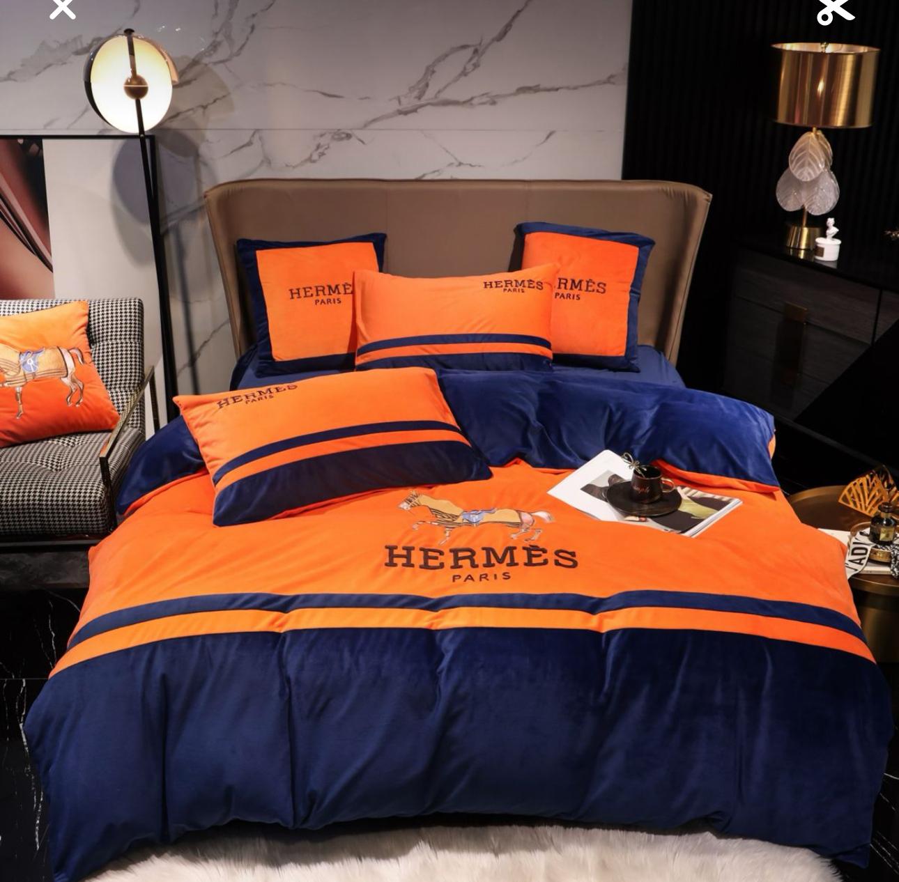 Hermes premium luxury brand bedding set duvet cover home decor