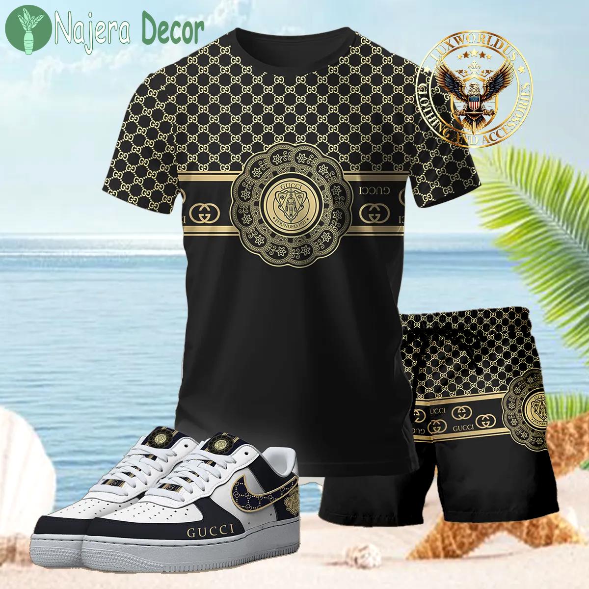 [new] premium gucci unisex set t-shirt & short x af1 sneaker 2024 lux-tx+stk+f40-gc136902