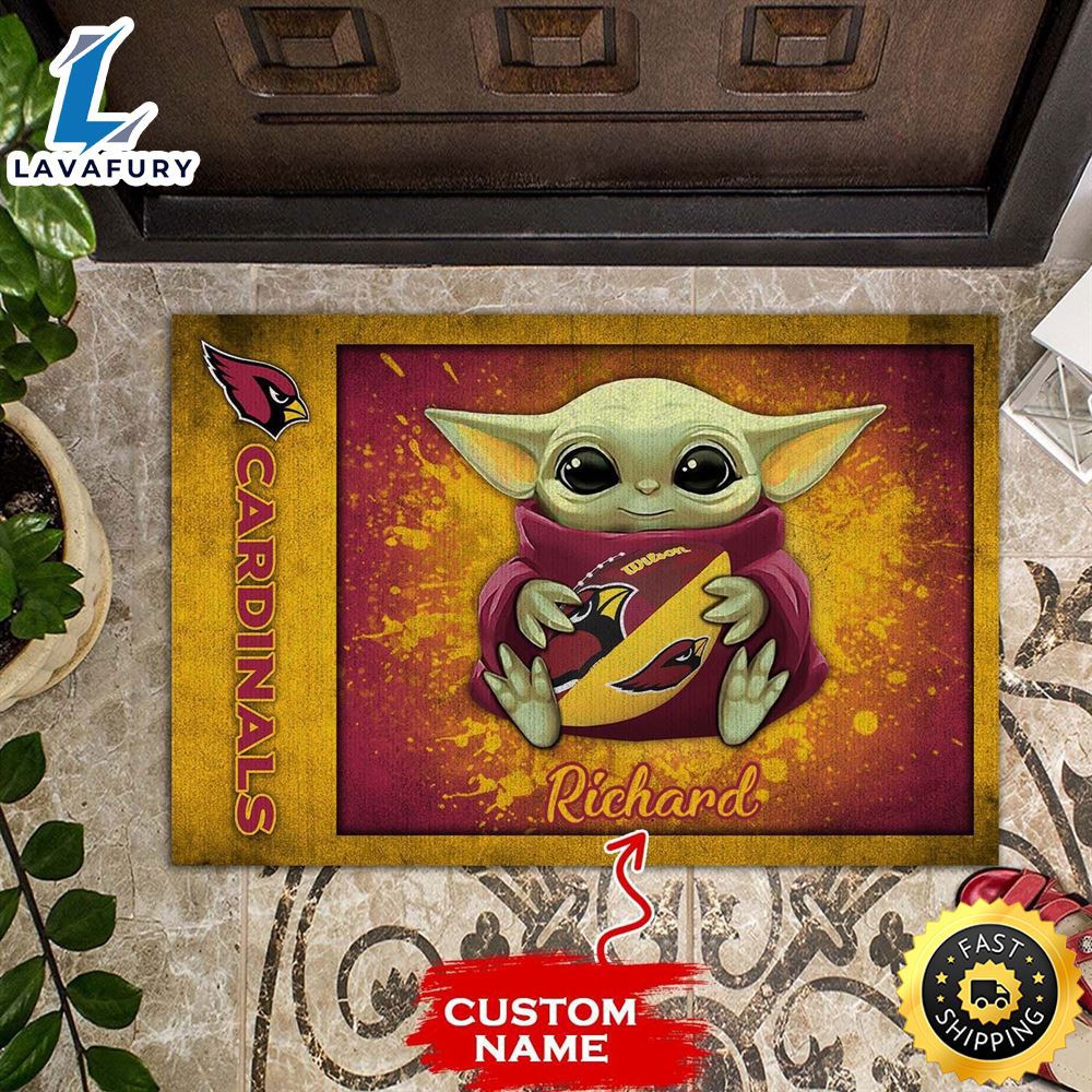 Personalized arizona cardinals baby yoda all over print 3d doormats-tph
