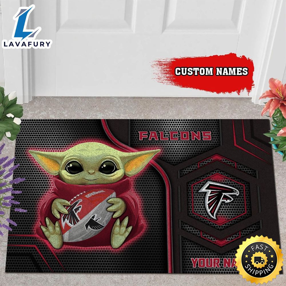 Personalized atlanta falcons baby yoda all over print 3d doormats-tph
