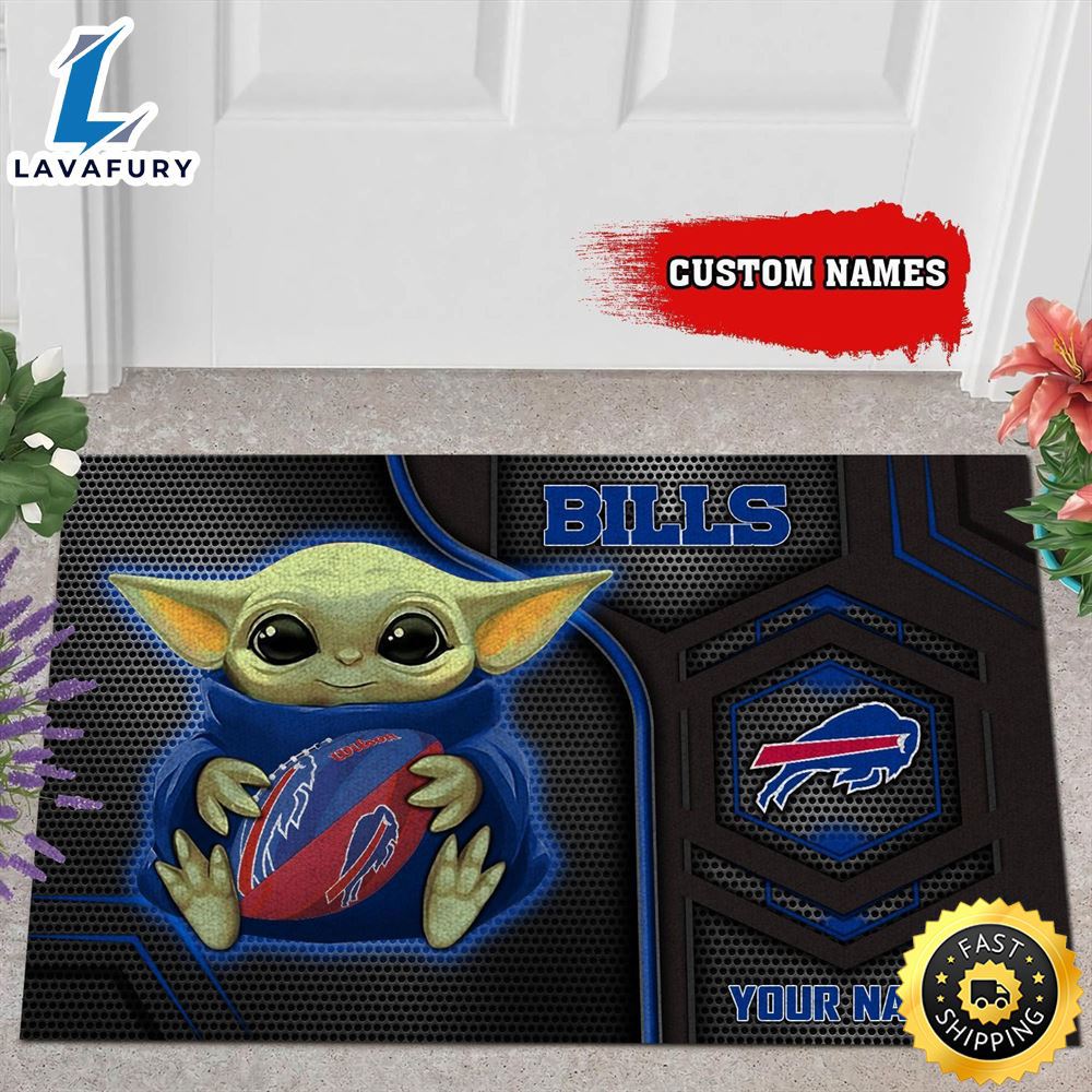 Personalized buffalo bills baby yoda all over print 3d doormats-tph