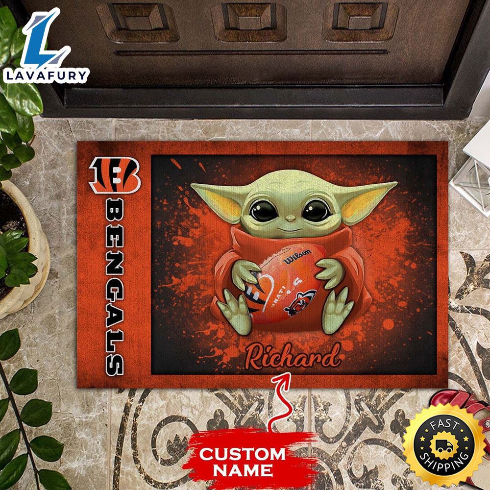 Personalized cincinnati bengals baby yoda all over print 3d doormats-tph