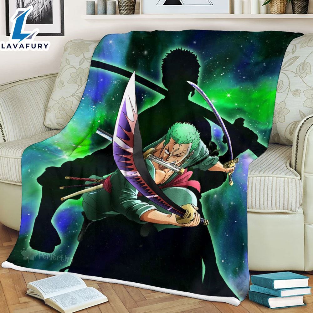 Roronoa zoro fleece galaxy one piece anime blanket