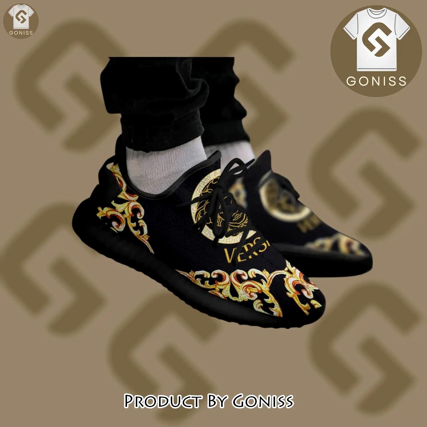 Buy gianni versace black gold yeezy boost shoes sport sneakers best for men women 52 yzes - gn-ys-897693