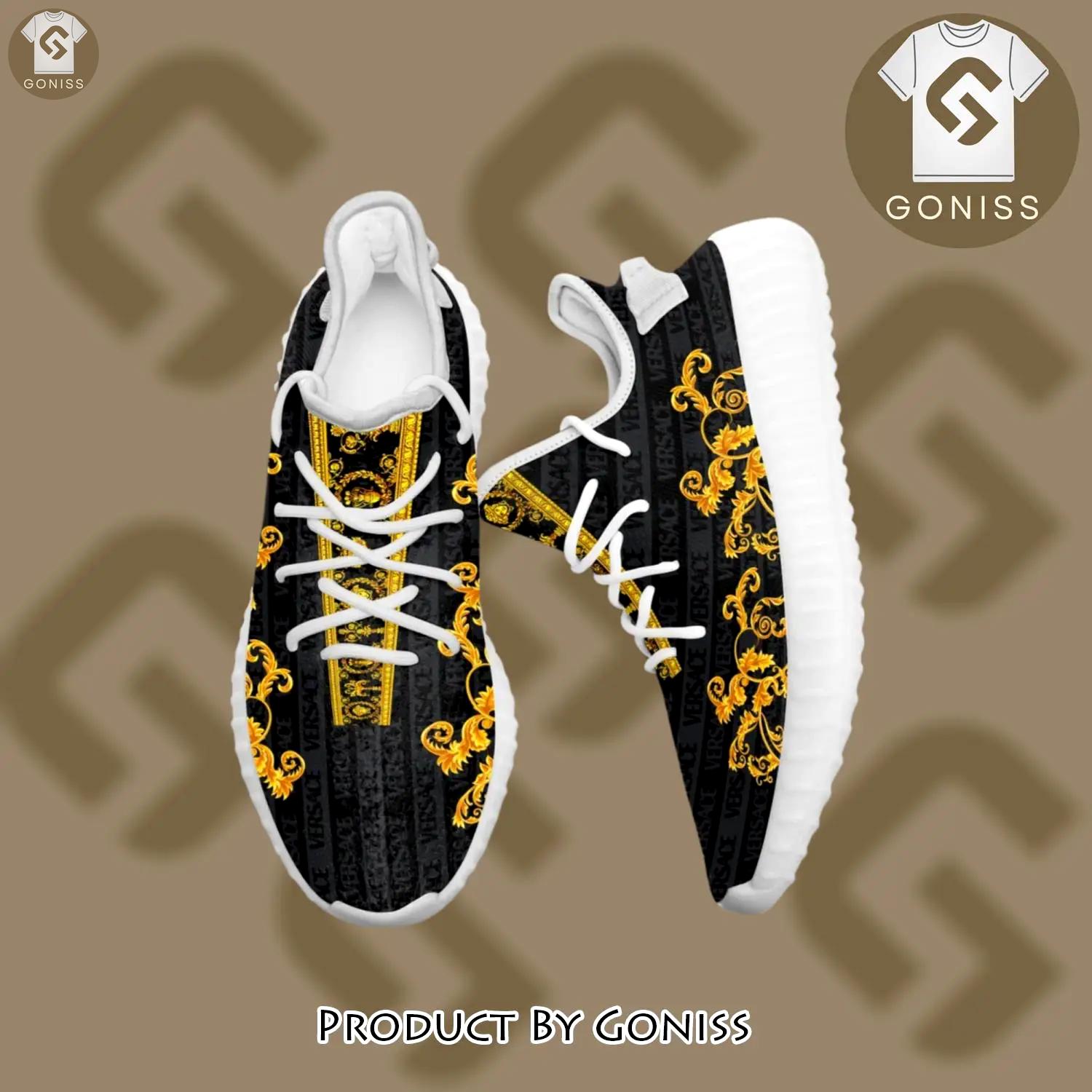 Buy gianni versace black gold yeezy boost shoes sport sneakers best for men women 54 yzes - gn-ys-931338