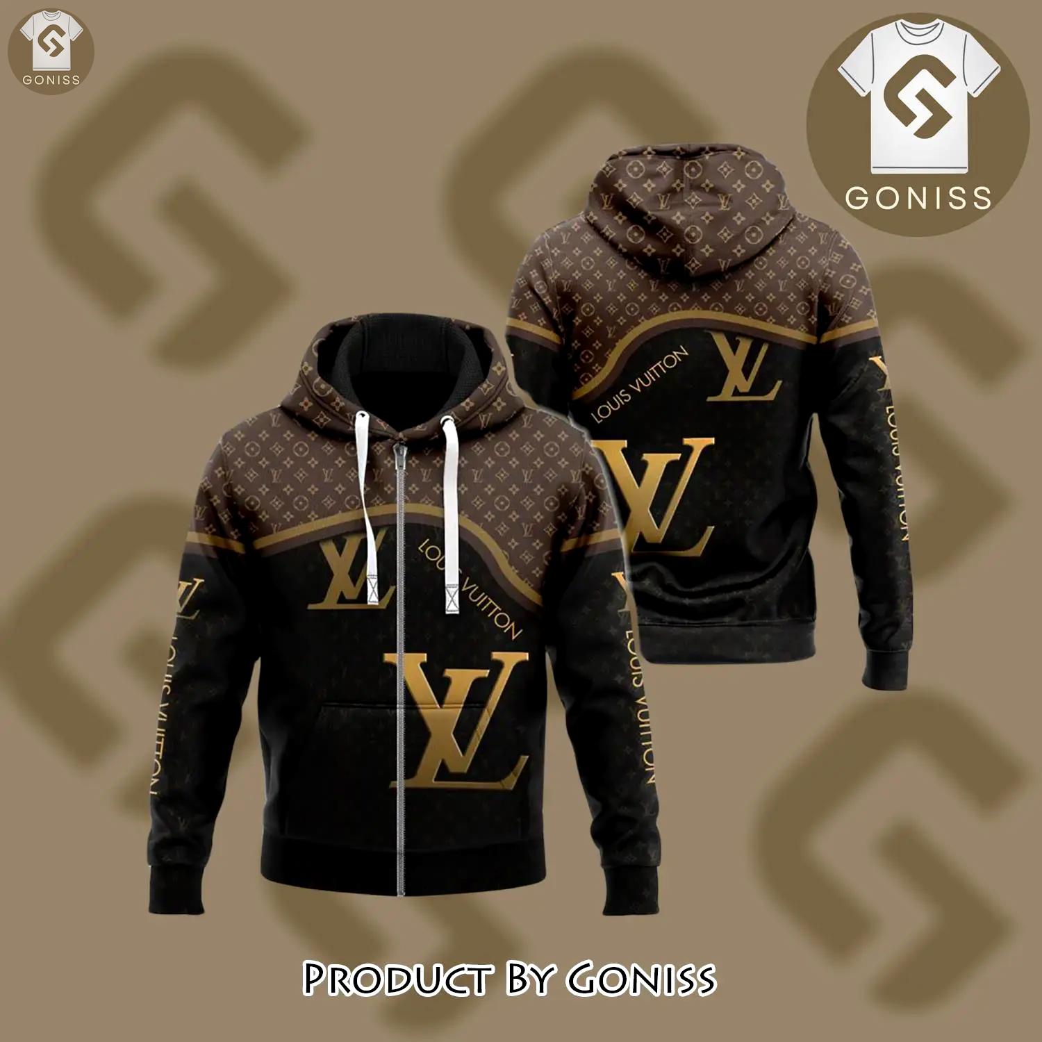 Louis vuitton black brown unisex zipper hoodie for men women luxury brand u5q - gn-zh-878987