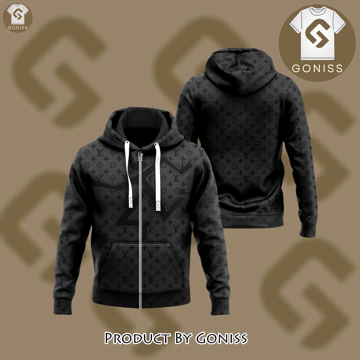 Louis vuitton black unisex zipper hoodie for men women luxury brand - gn-zh-991188