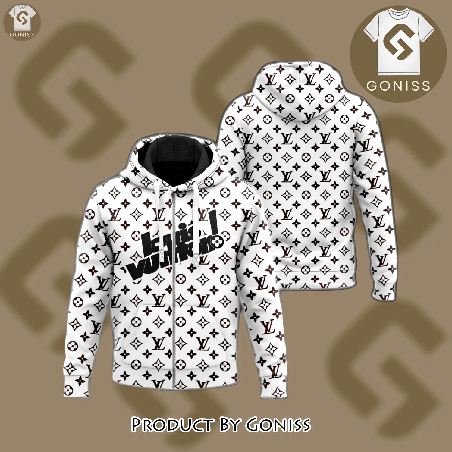 Louis vuitton black white unisex zipper hoodie outfit for men women luxury brand - gn-zh-618773