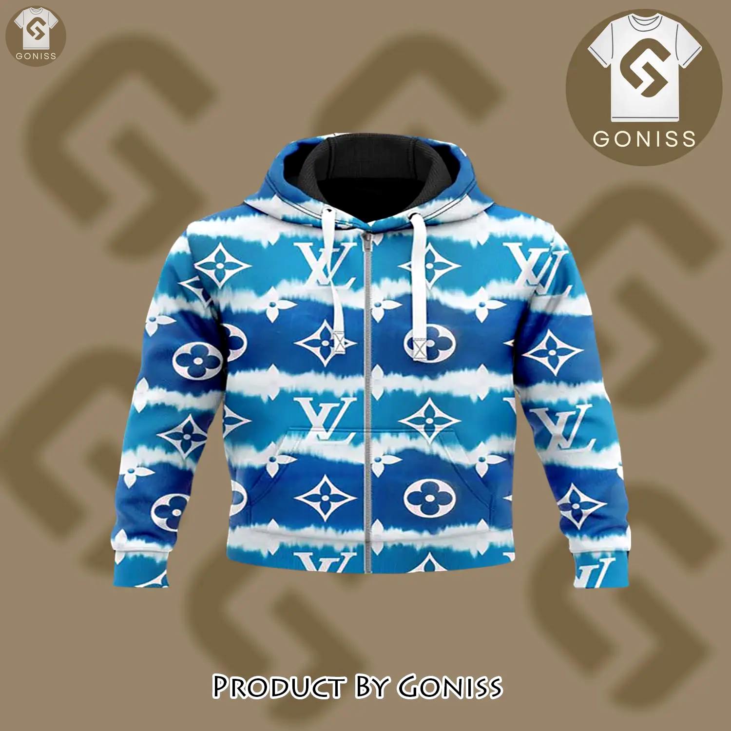 Louis vuitton blue unisex zipper hoodie for men women luxury brand - gn-zh-949064