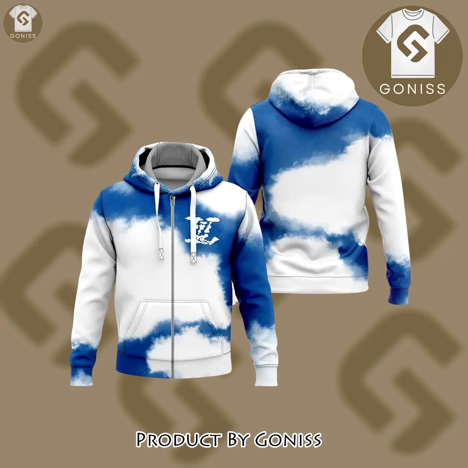 Louis vuitton blue white unisex zipper hoodie for men women luxury brand - gn-zh-360192