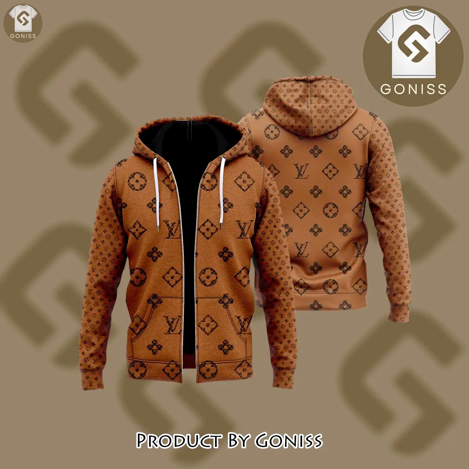 Louis vuitton bronze unisex zipper hoodie for men women luxury brand - gn-zh-286506