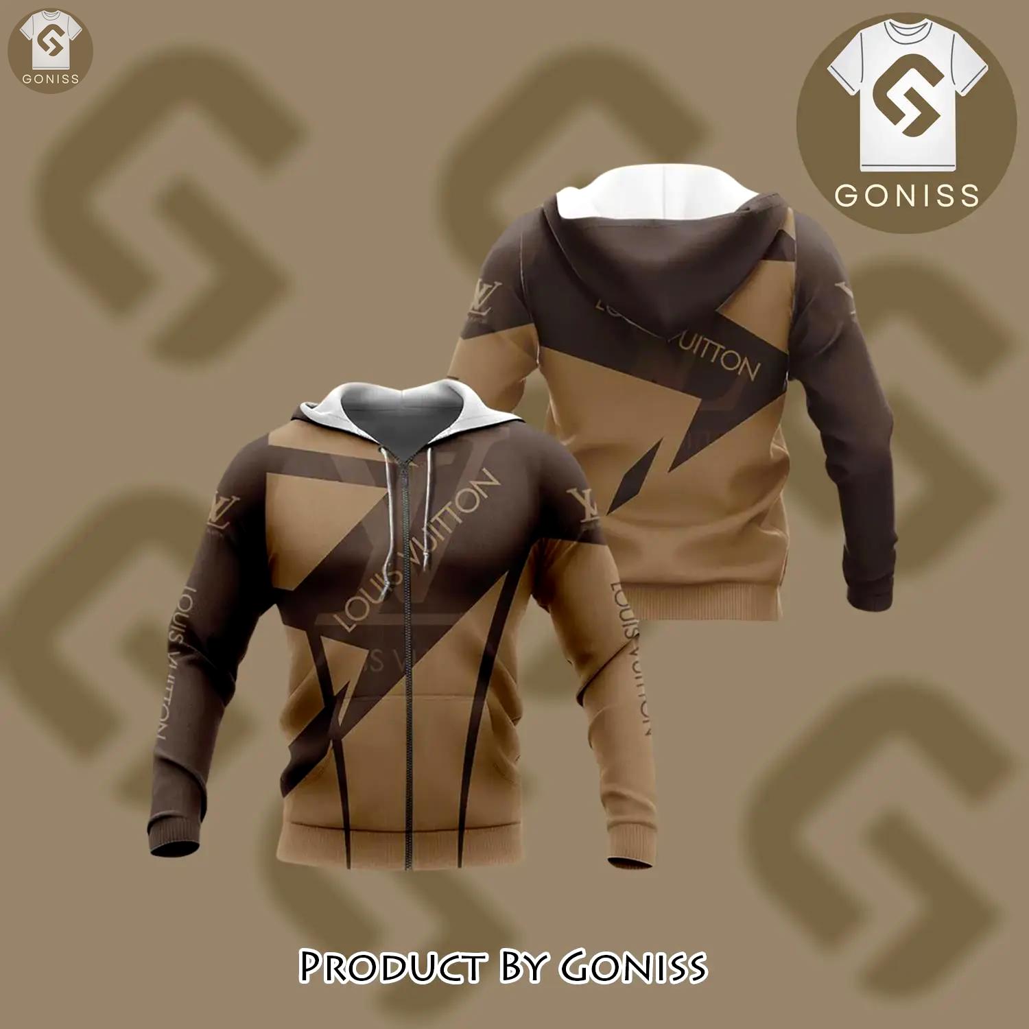 Louis vuitton brown bronze unisex zipper hoodie for men women luxury brand - gn-zh-195209