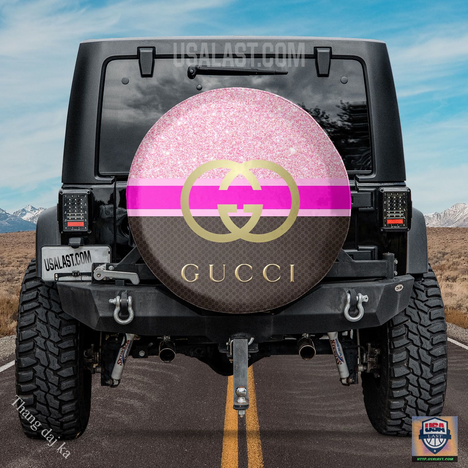 Gucci pink tan black spare tire cover